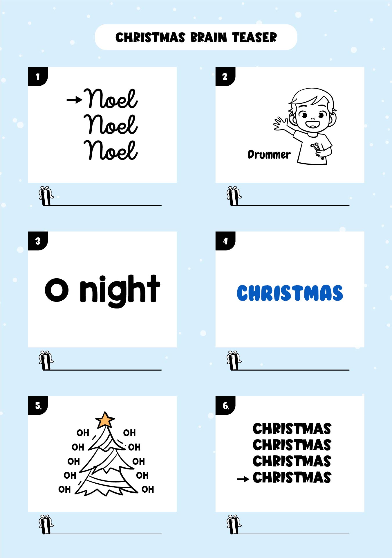 Christmas Logic Puzzle Game For Children And Adults Printable