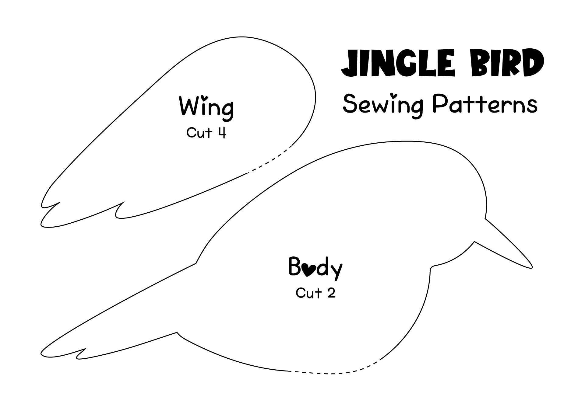 Jingle Bird Christmas Ornaments Printable Sewing Patterns For Beginners