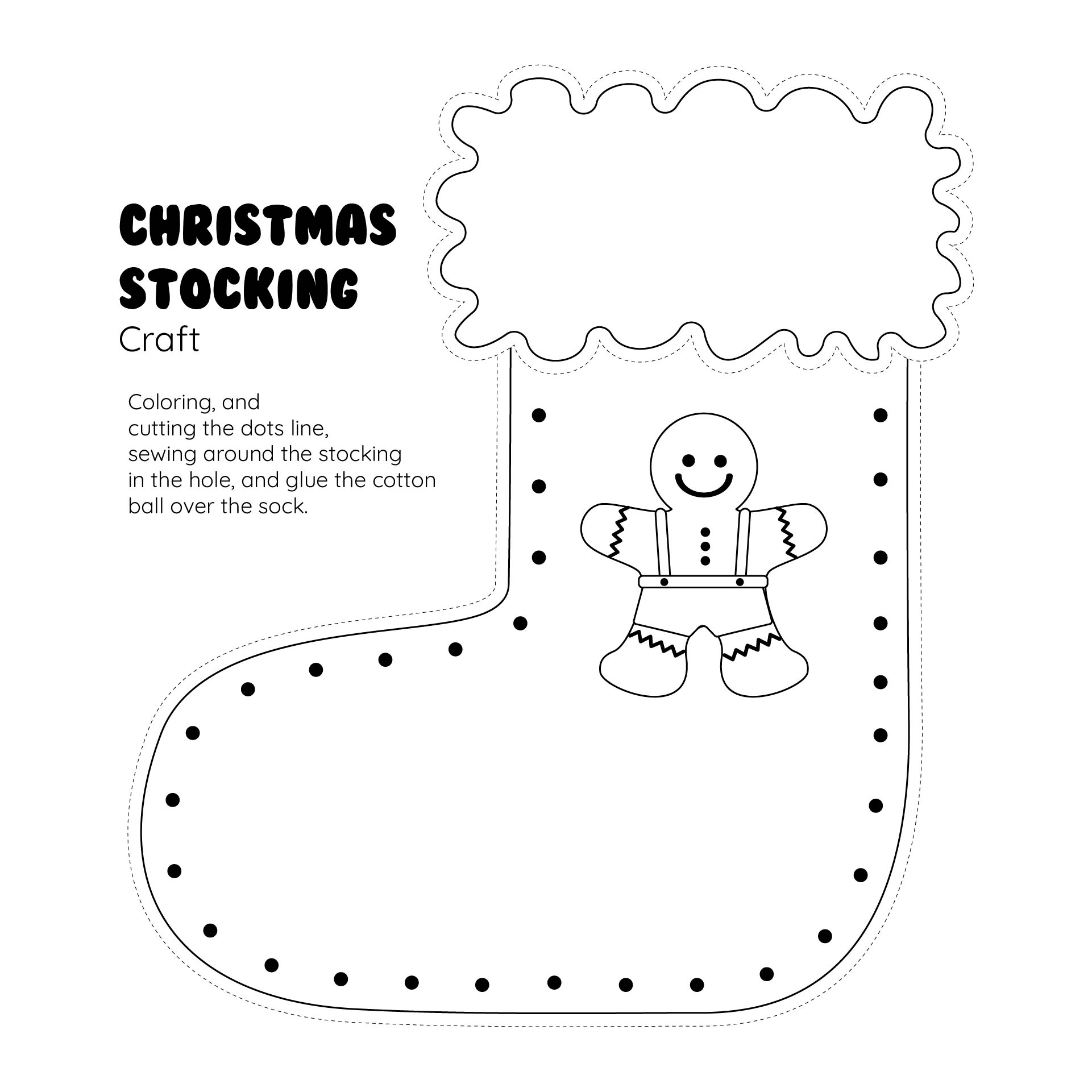 Printable Christmas Stocking Craft Template
