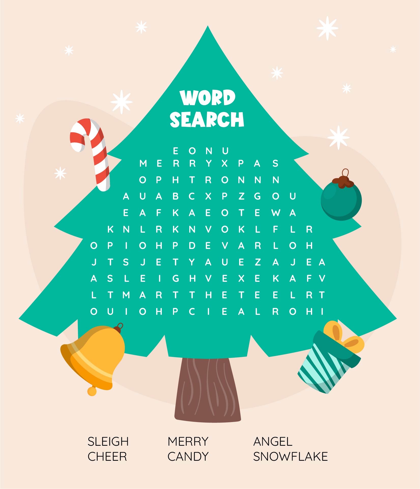 Big Kids Printable Christmas Tree Word Searches