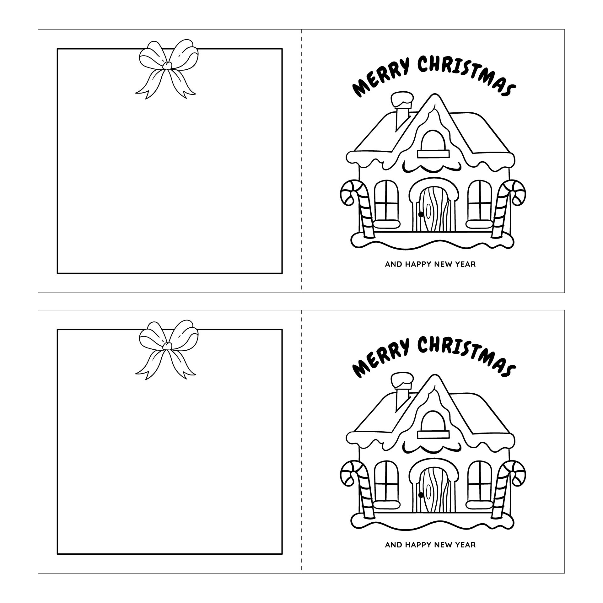 Christmas House Greeting Card Printable Coloring Pages