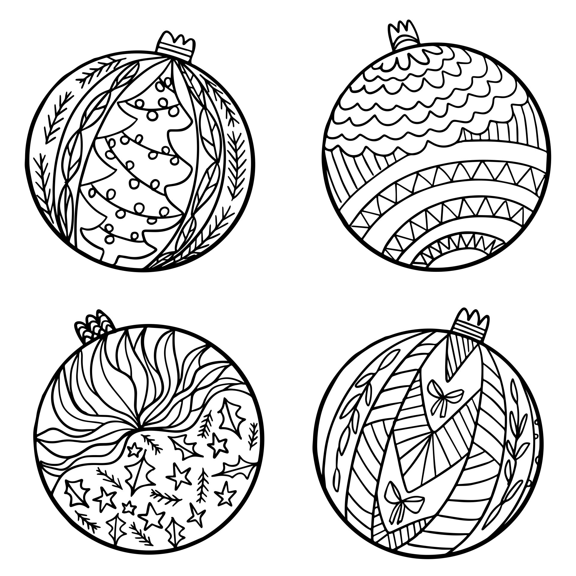 Adult Christmas Holiday Ornaments Coloring Page Printable