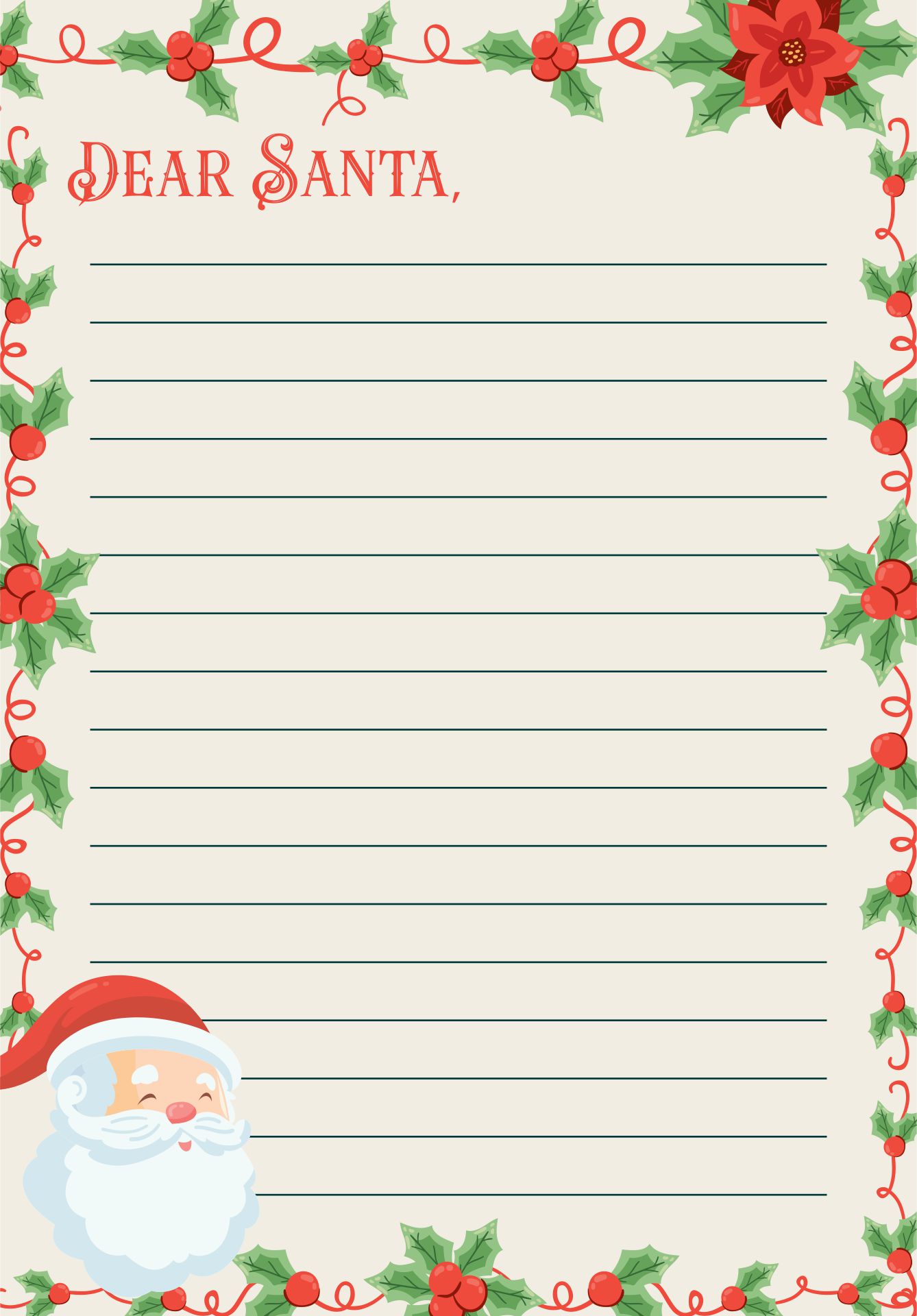 Blank Template Printable Christmas Eve Letter To Santa