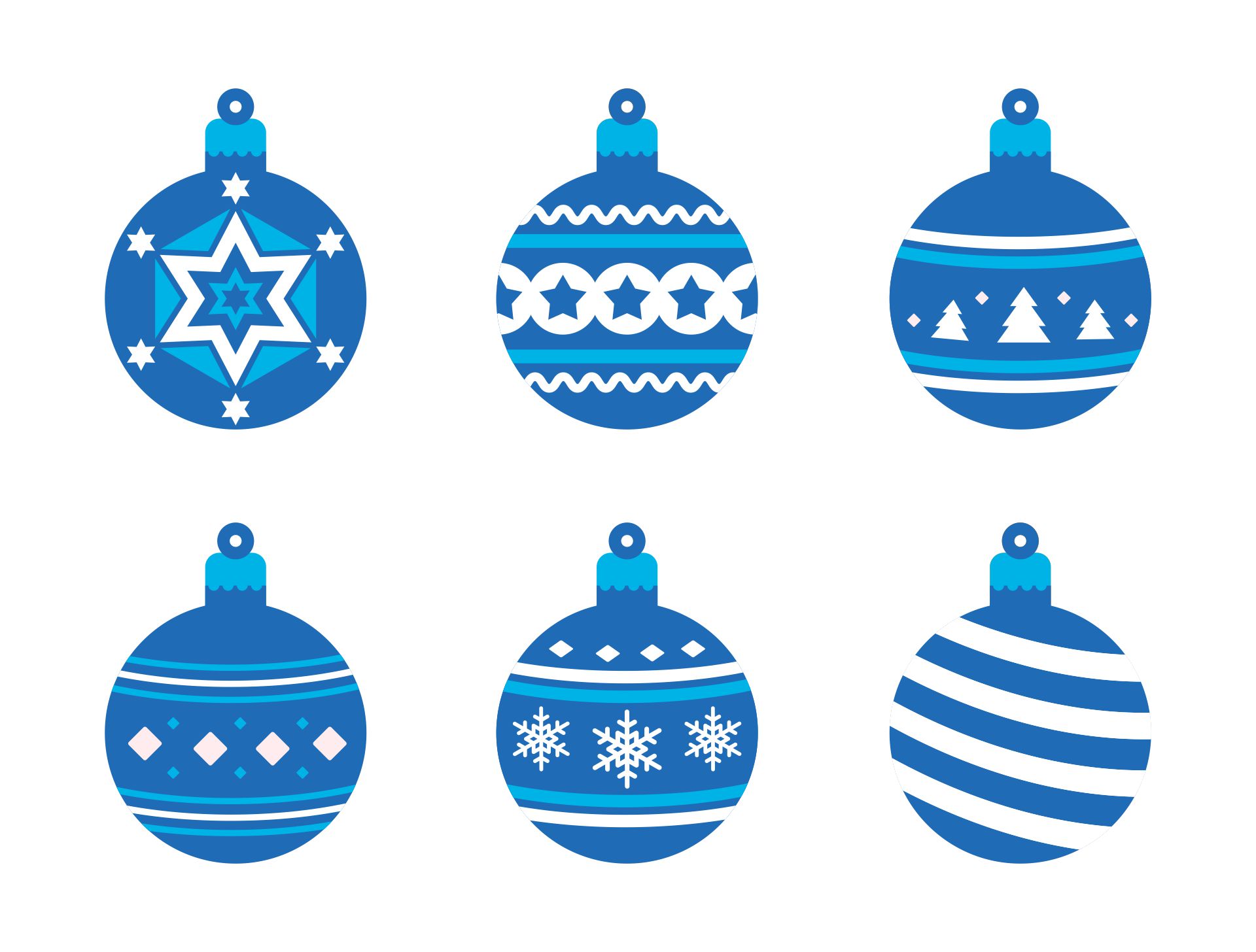 Blue Printable Christmas Ornaments Clipart