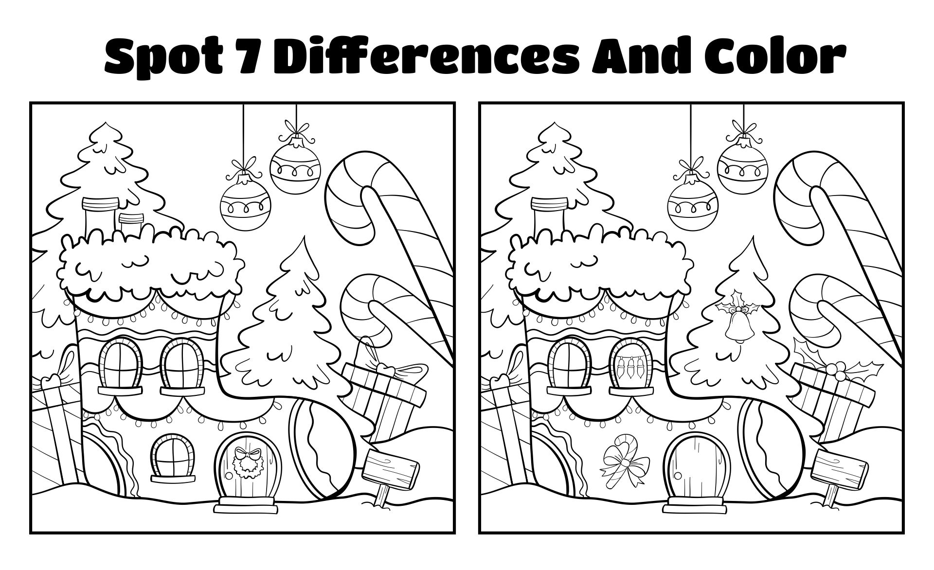 Christmas Find Differences And Color Game Printables For Children