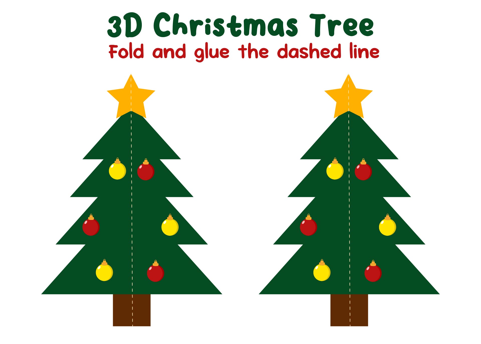 Christmas Tree Cut Out Printable 3D Paper Model Template