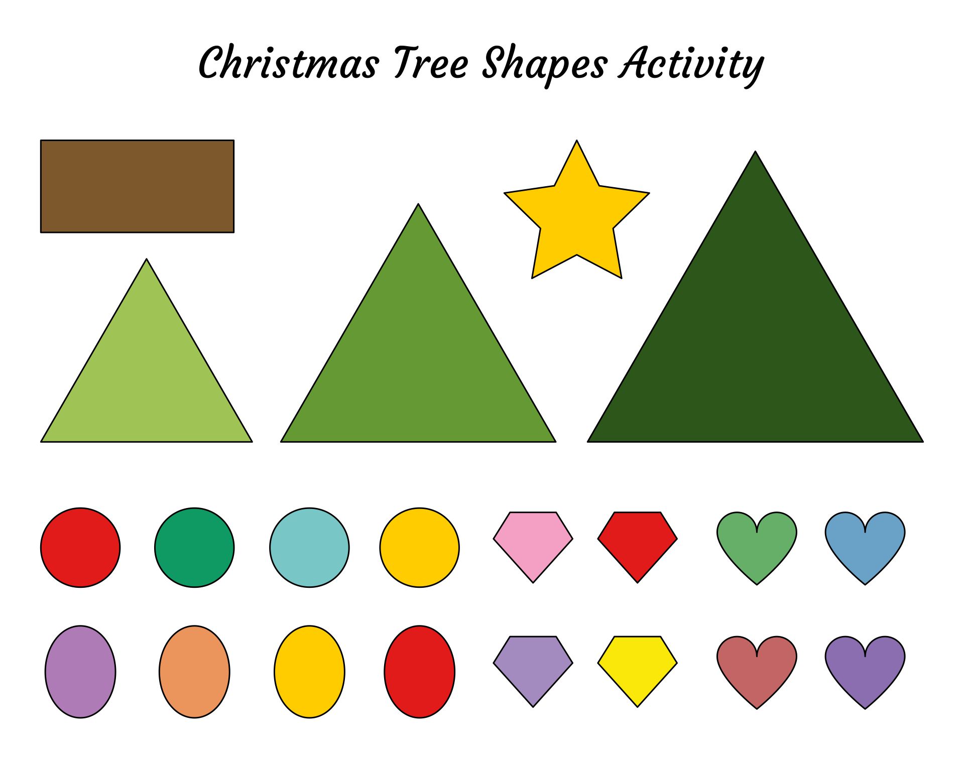 Christmas Tree Shapes Activity Printable Craft