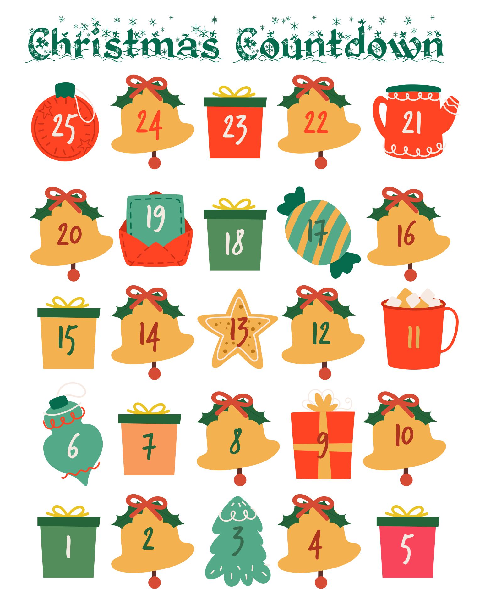 Countdown To Christmas Printable Advent Calendar