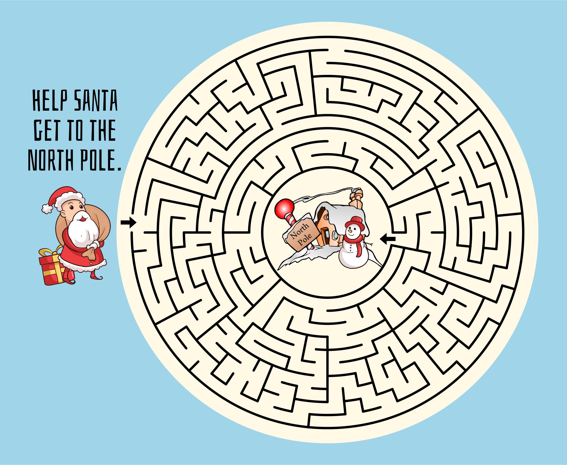 Find The North Pole Maze Sheet Printable Santa Activity Sheet