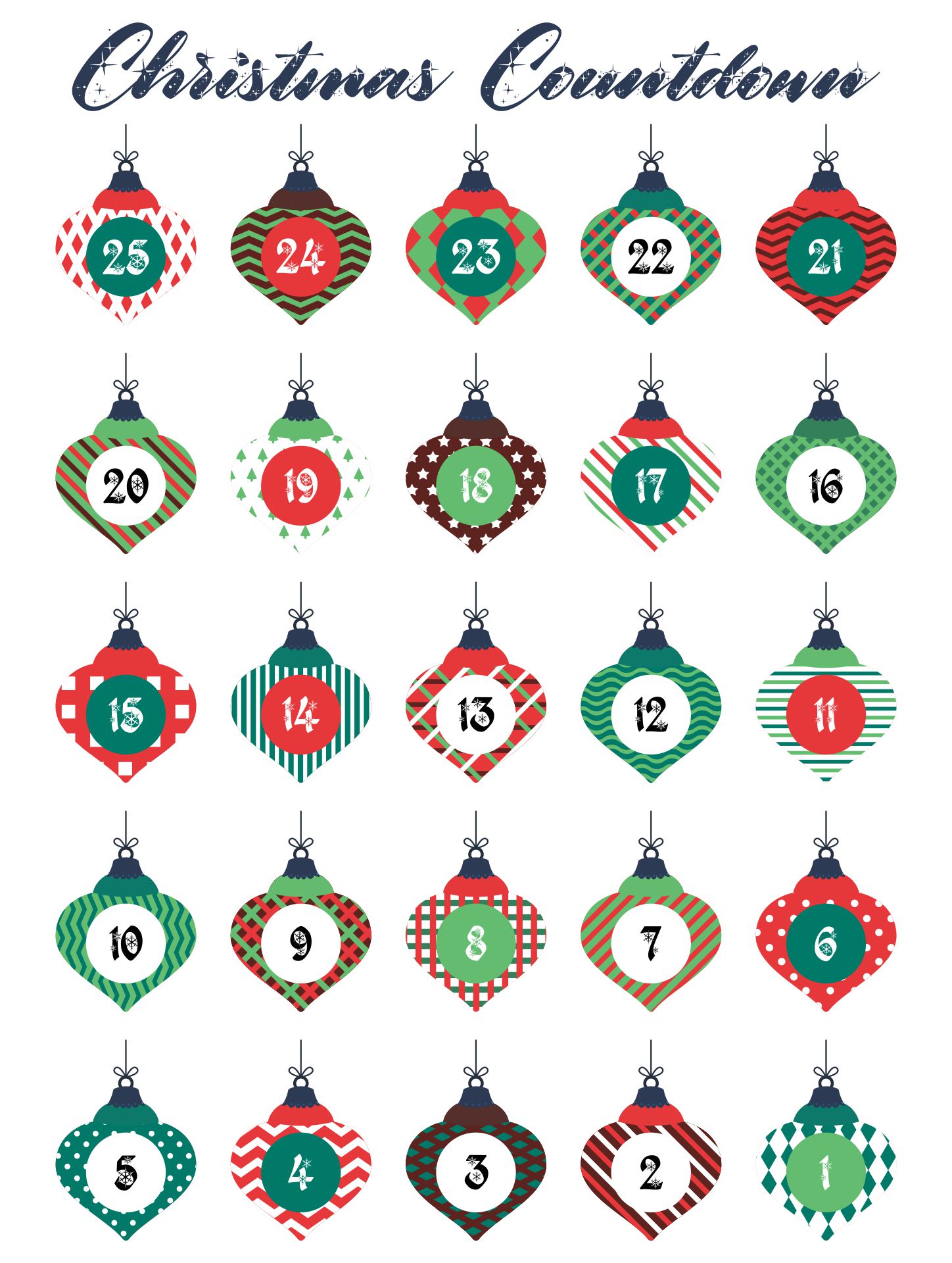Gift Ornament Christmas Countdown Badge Printable