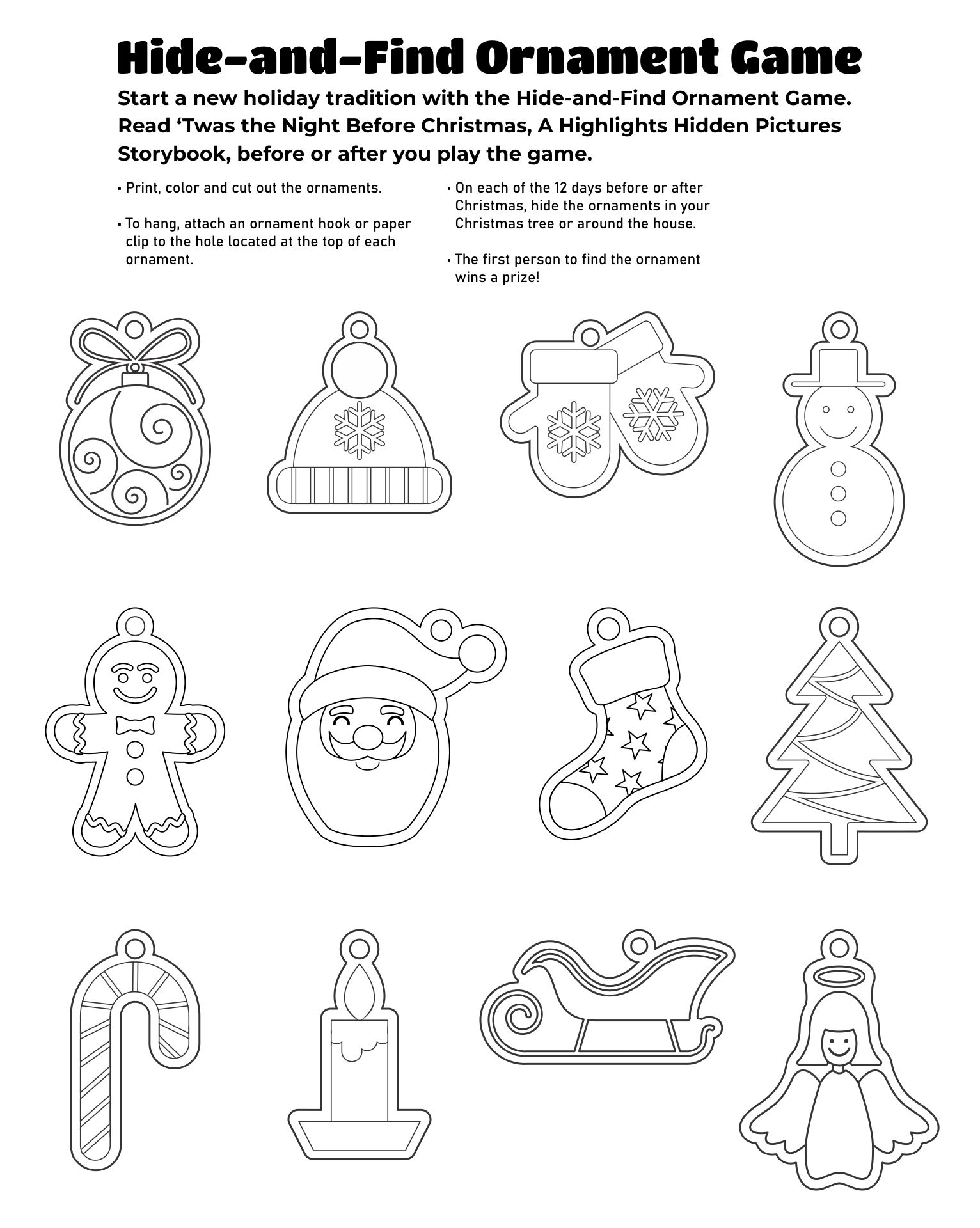 Hide-and-Find Christmas Ornaments Printable