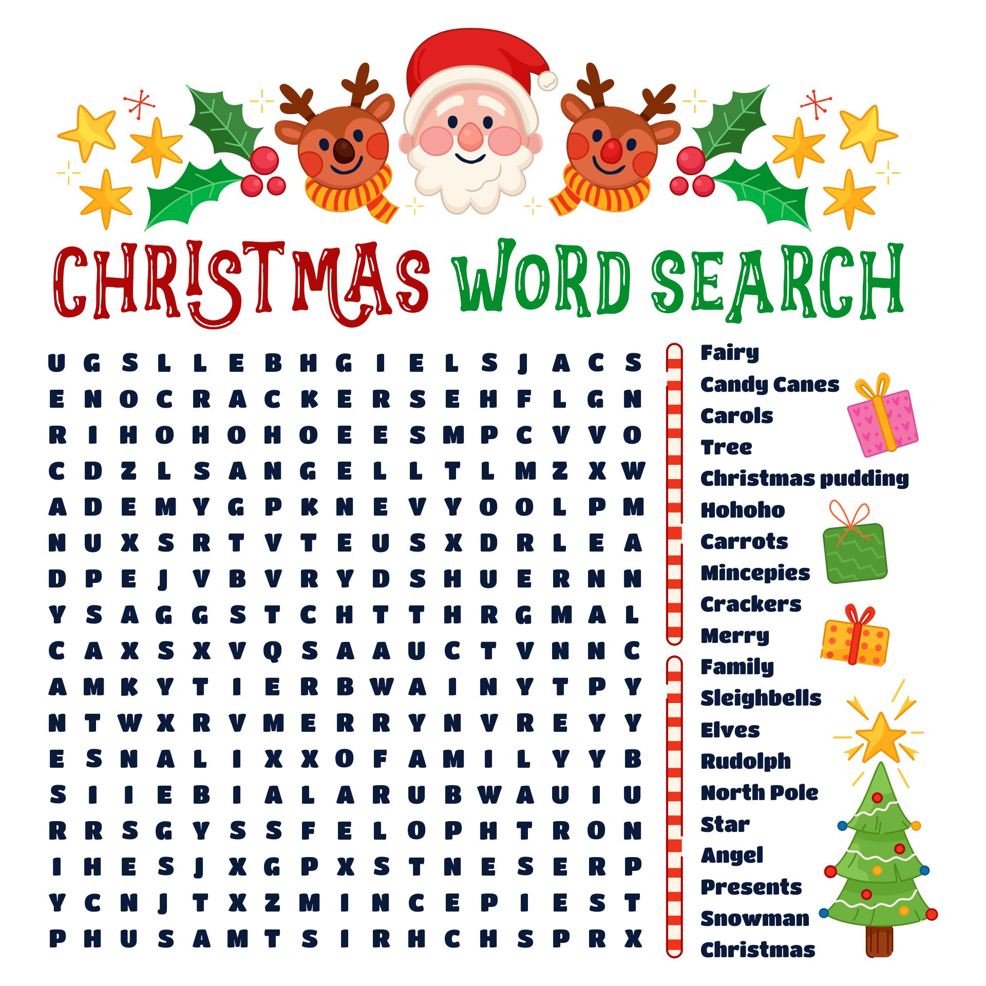 Kids Ready For Christmas Word Search Printables