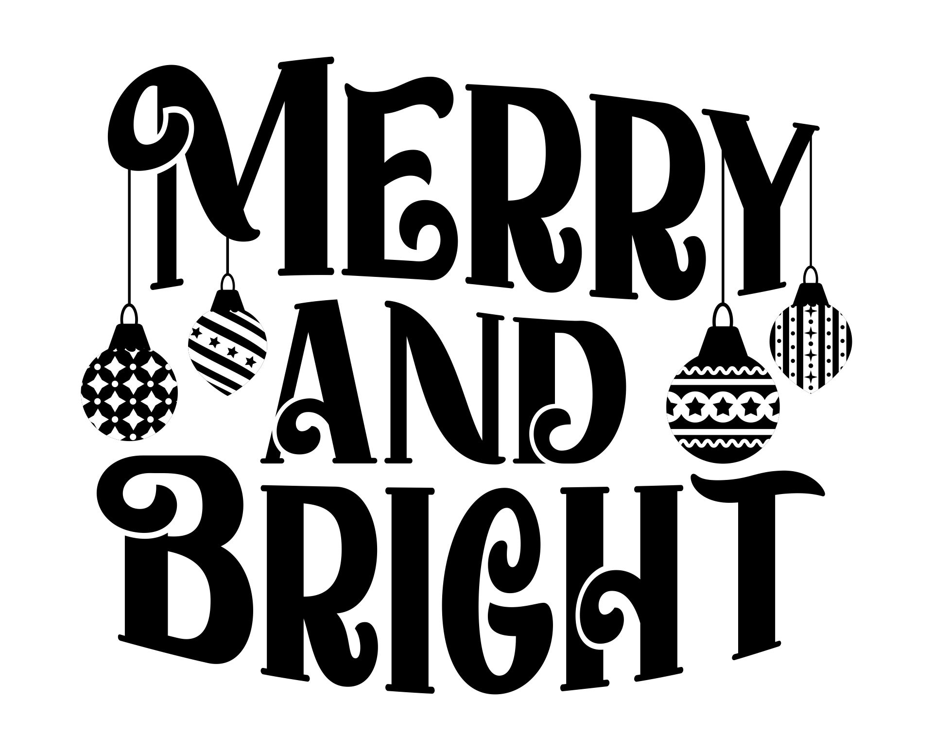 Merry And Bright Stencil Printable Template