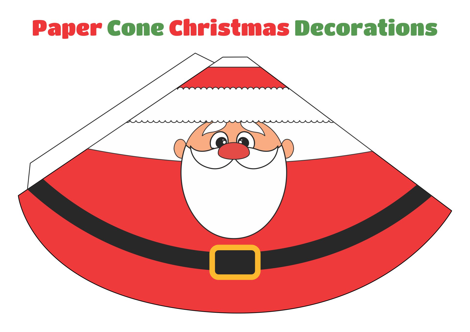 Paper Cone Christmas Decorations Printable