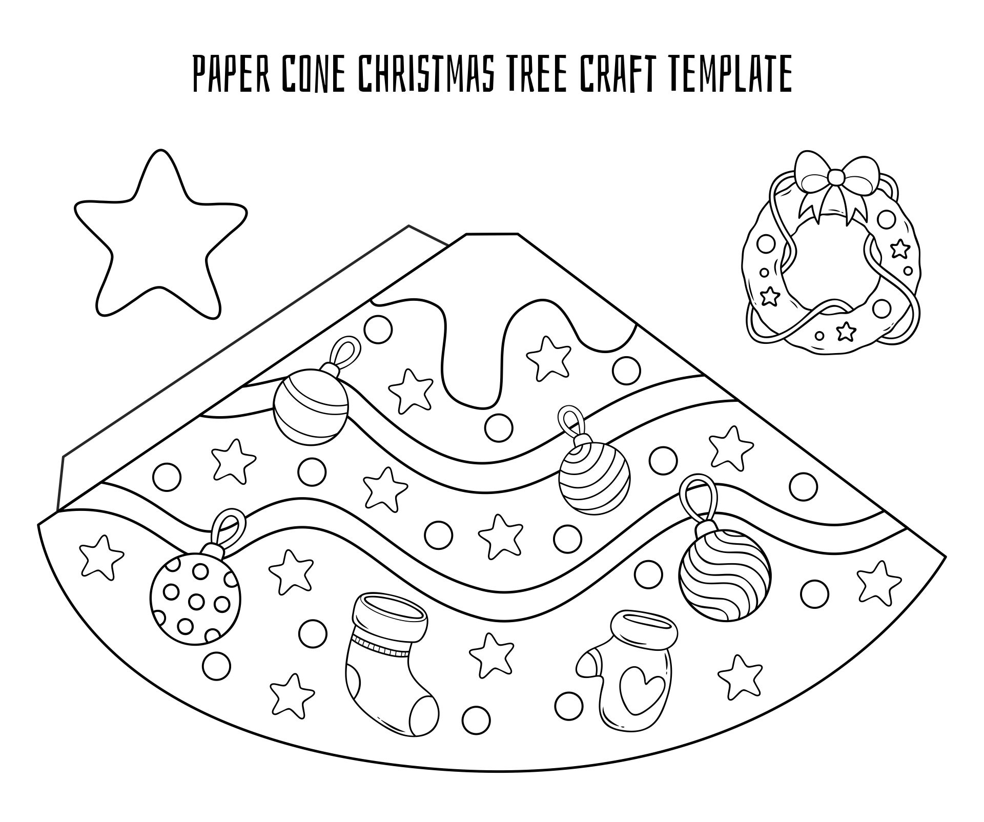 Paper Cone Christmas Tree Craft Printable Template