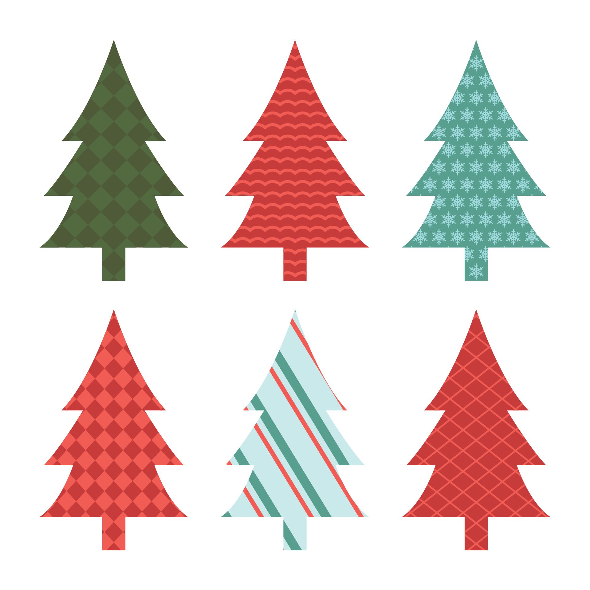 Plaid Christmas Tree Ornaments Printable