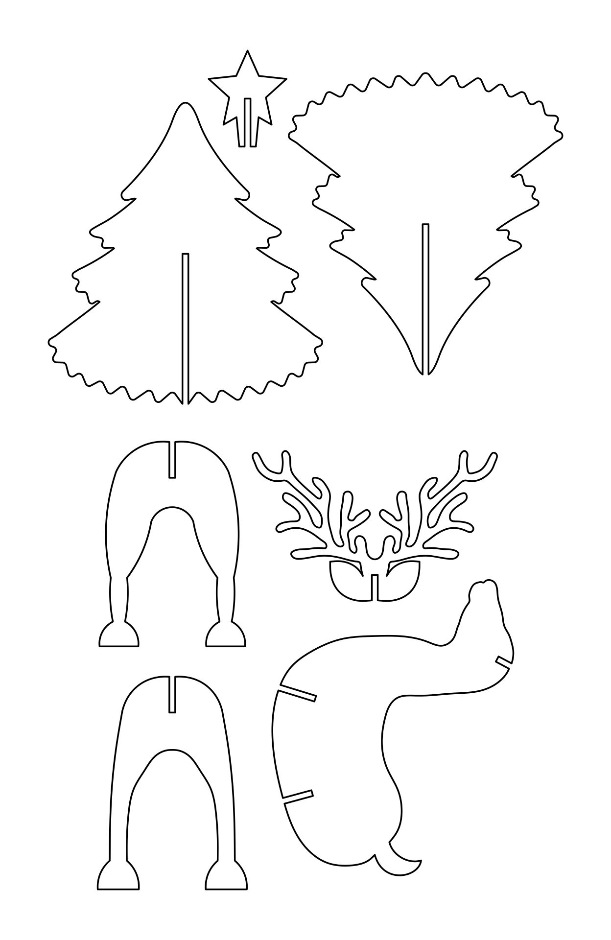 Printable 3D Reindeer & Christmas Tree Cardboard Animal Template