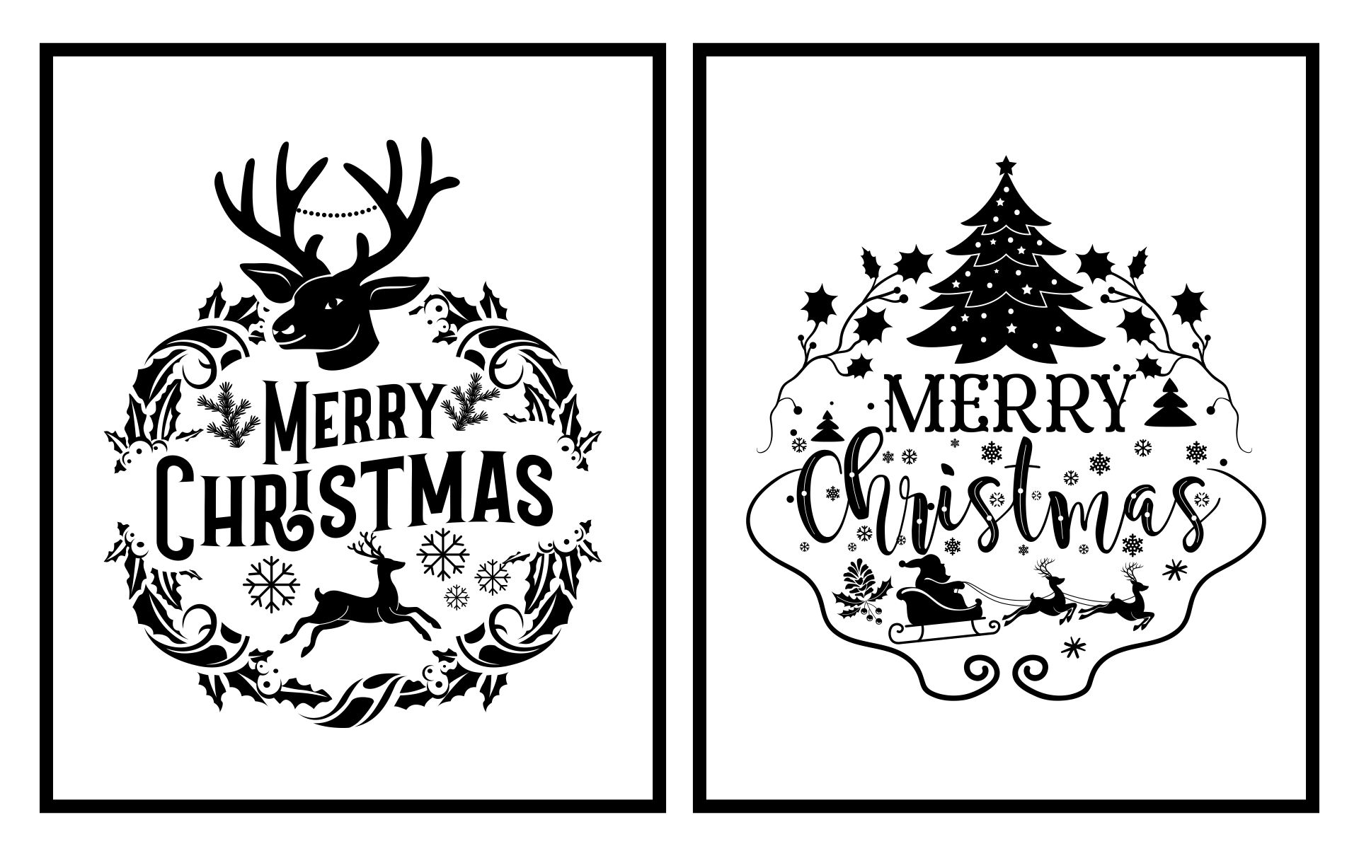 Printable Black And White Christmas Card