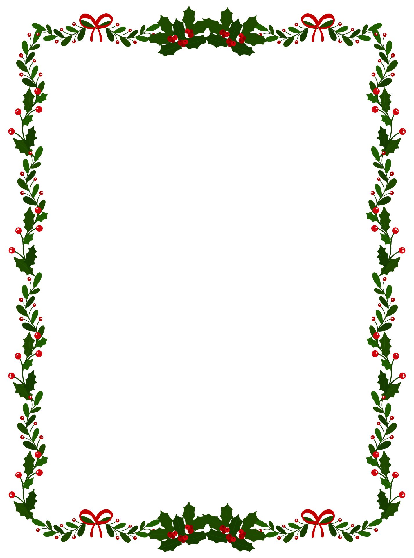 Printable Christmas Border Holly Ornamental Landscape