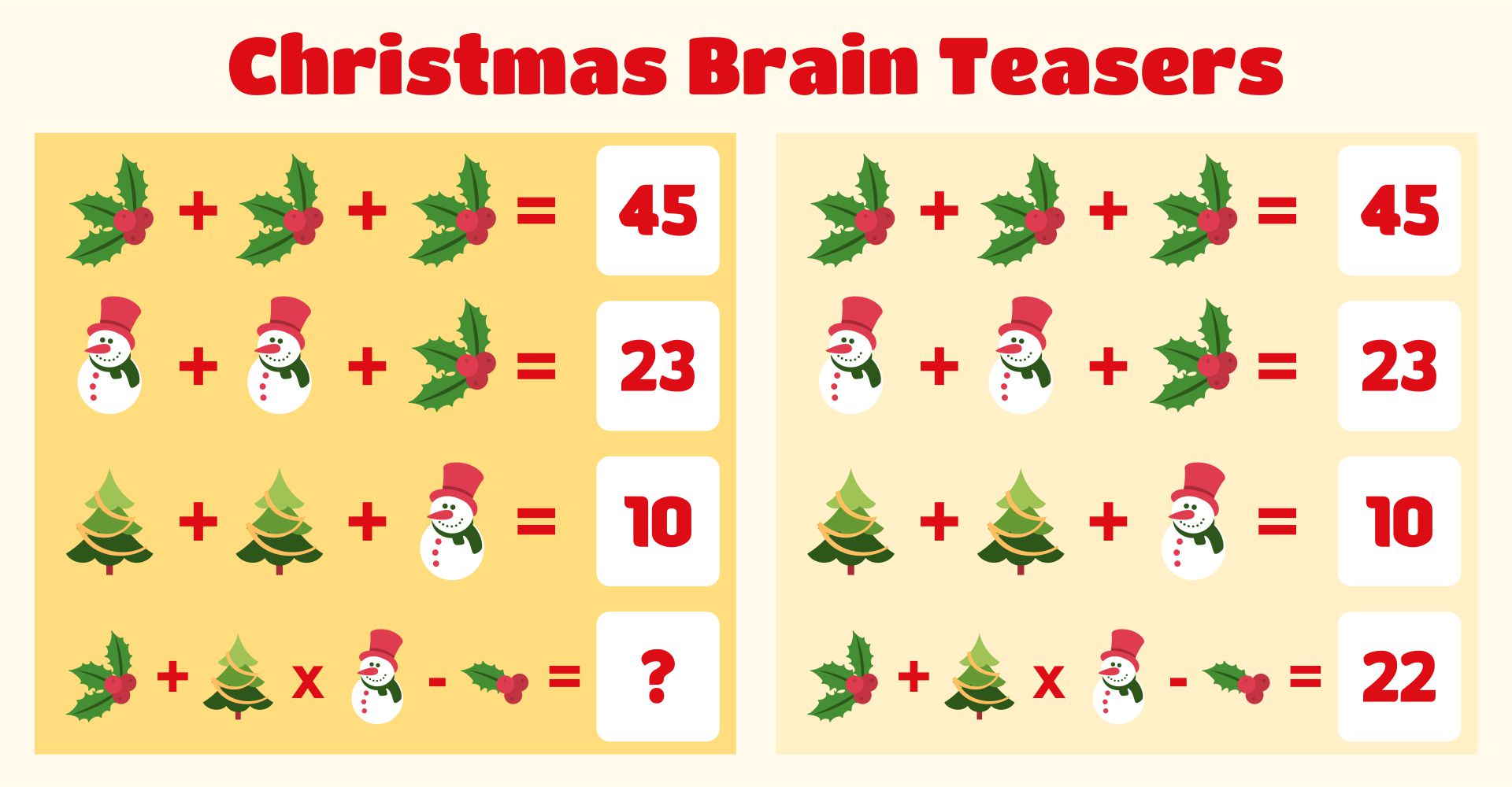 Printable Christmas Brain Teasers With Answers