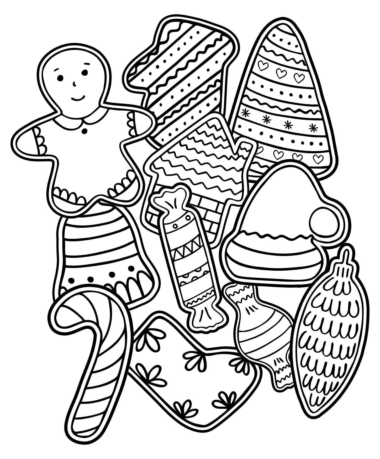 Printable Christmas Cookie Collage Coloring Page
