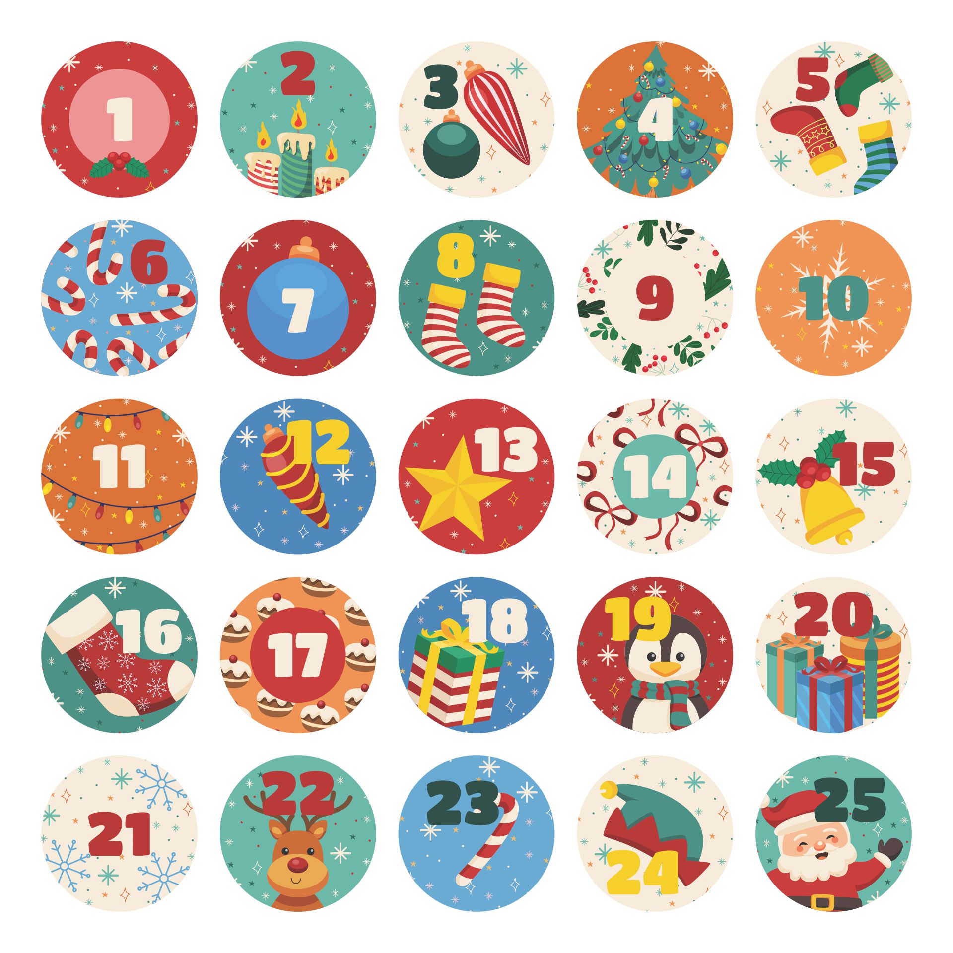Printable Christmas Countdown Stickers