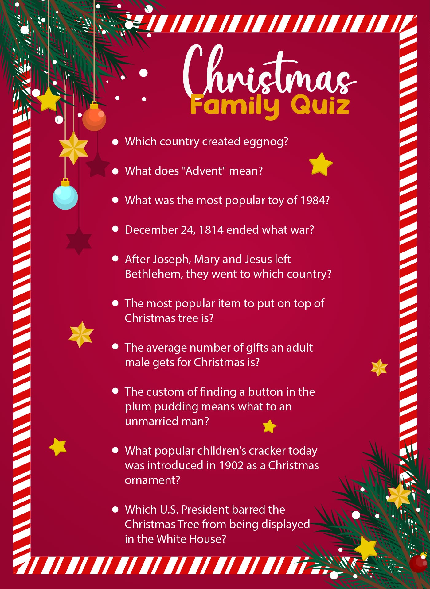 Printable Christmas Quiz For All The Family