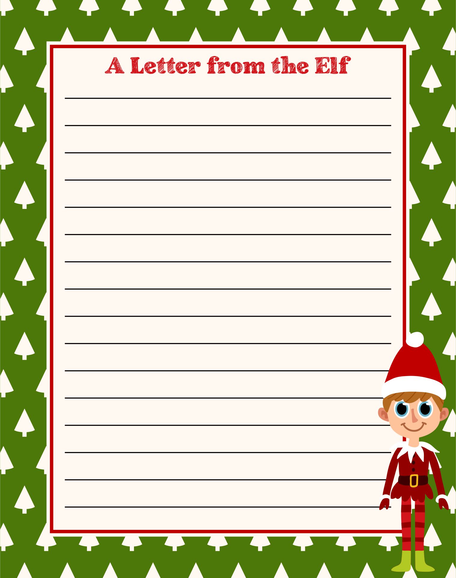 Printable Elf Stationery And Writing Paper