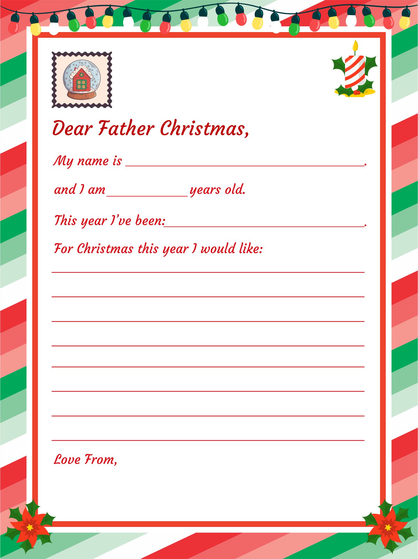 Printable Father Christmas Letter Template