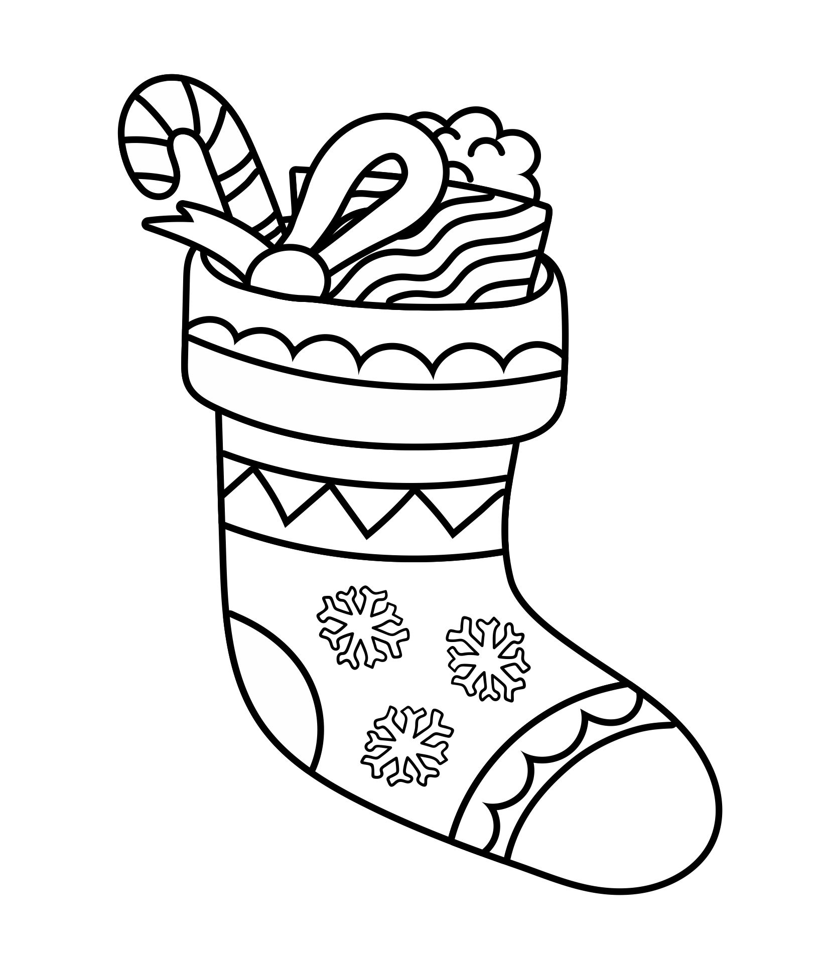 Printable Filled Christmas Stocking Coloring Page