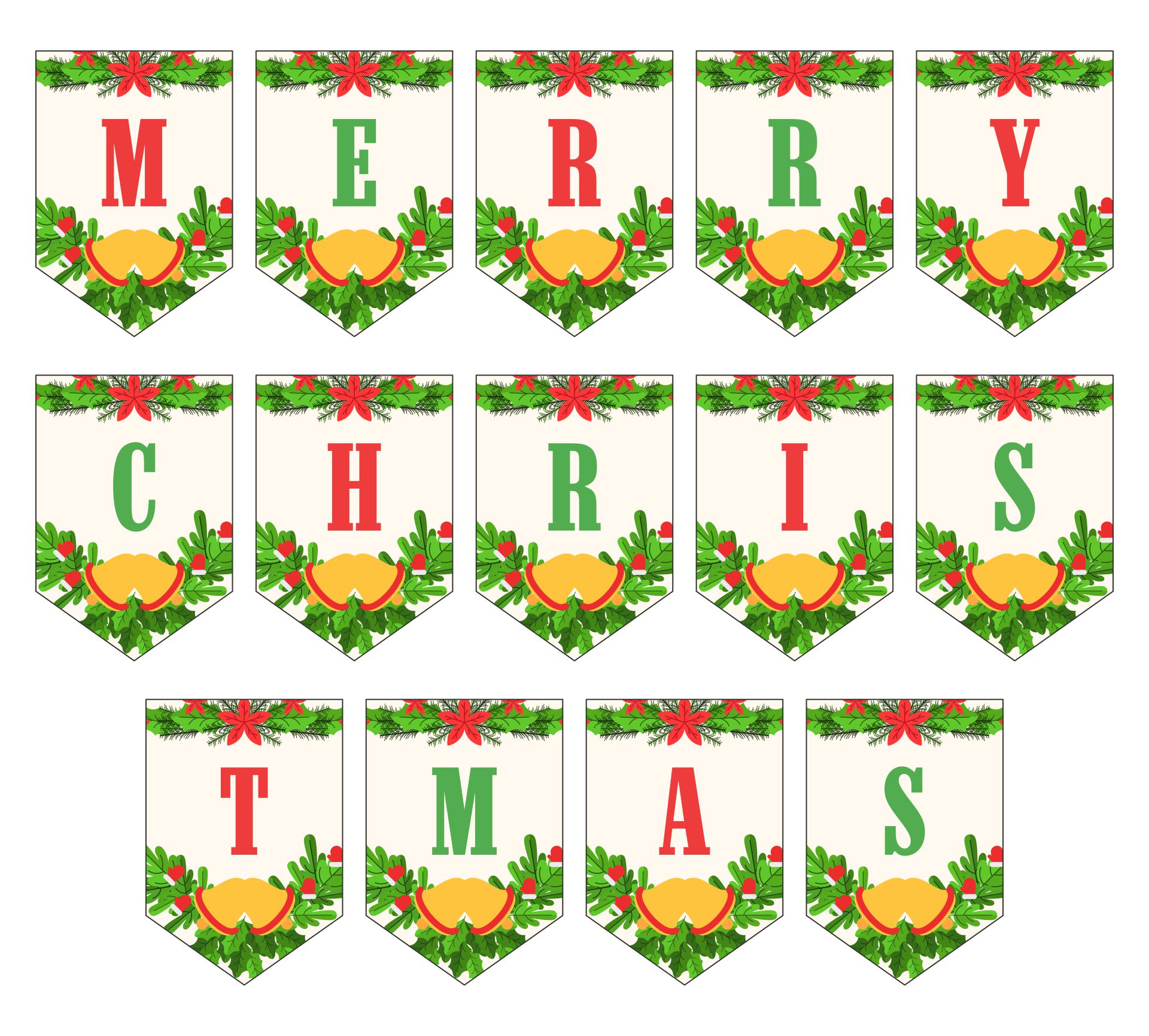 Printable Floral Christmas Banner Letters