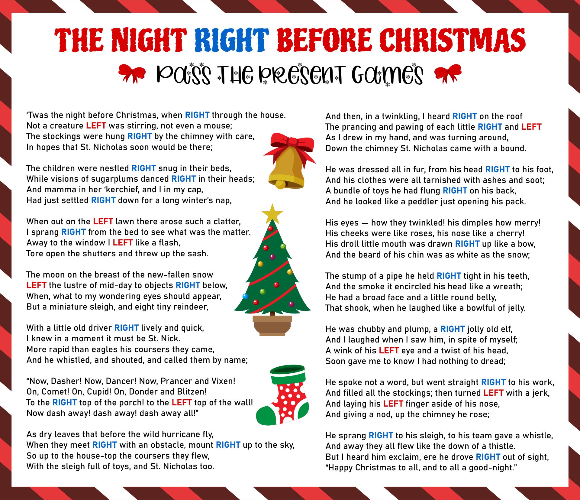 Printable Left - Right And Pass The Gift Games
