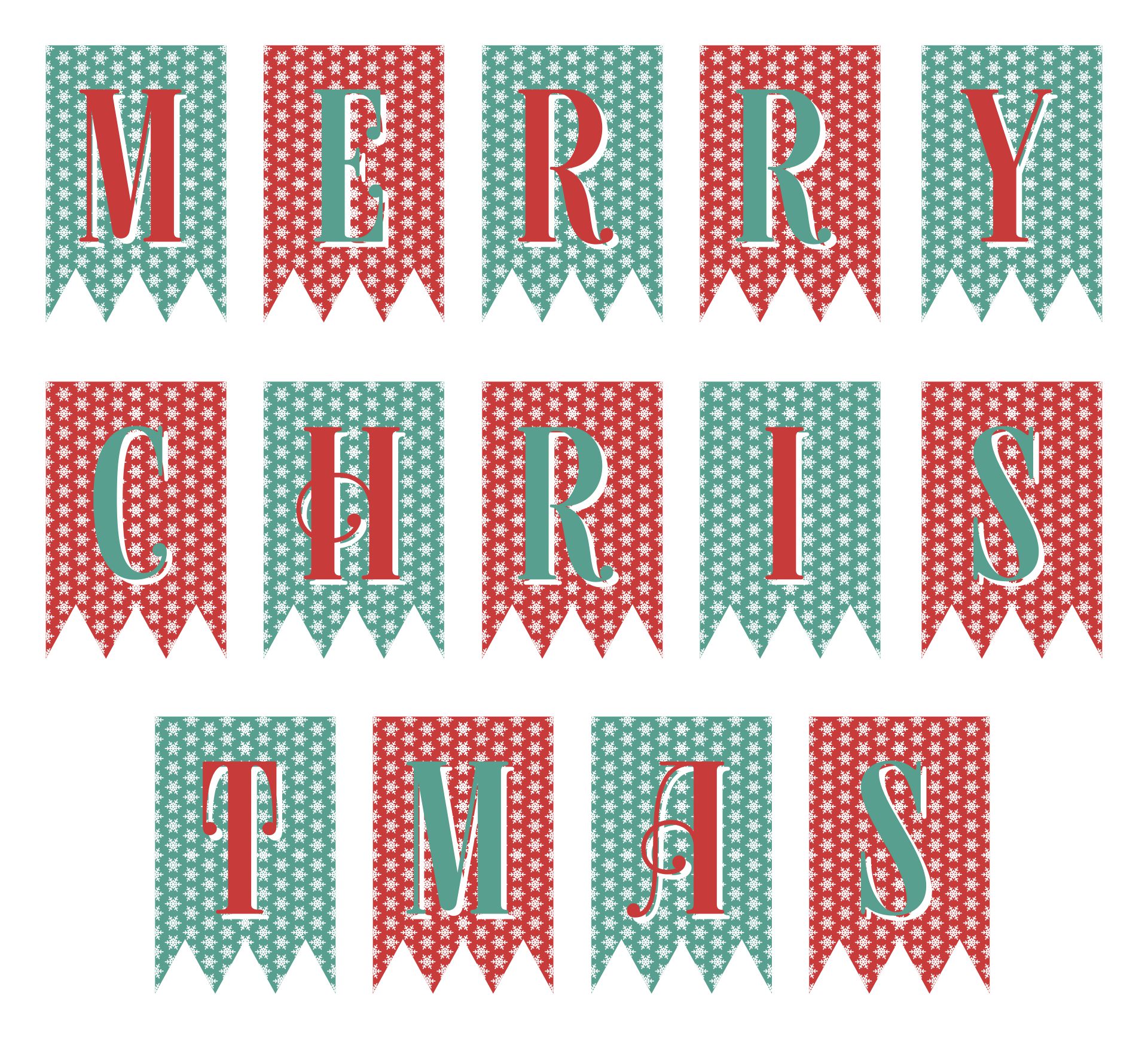 Printable Merry Christmas Flag Letters Banners