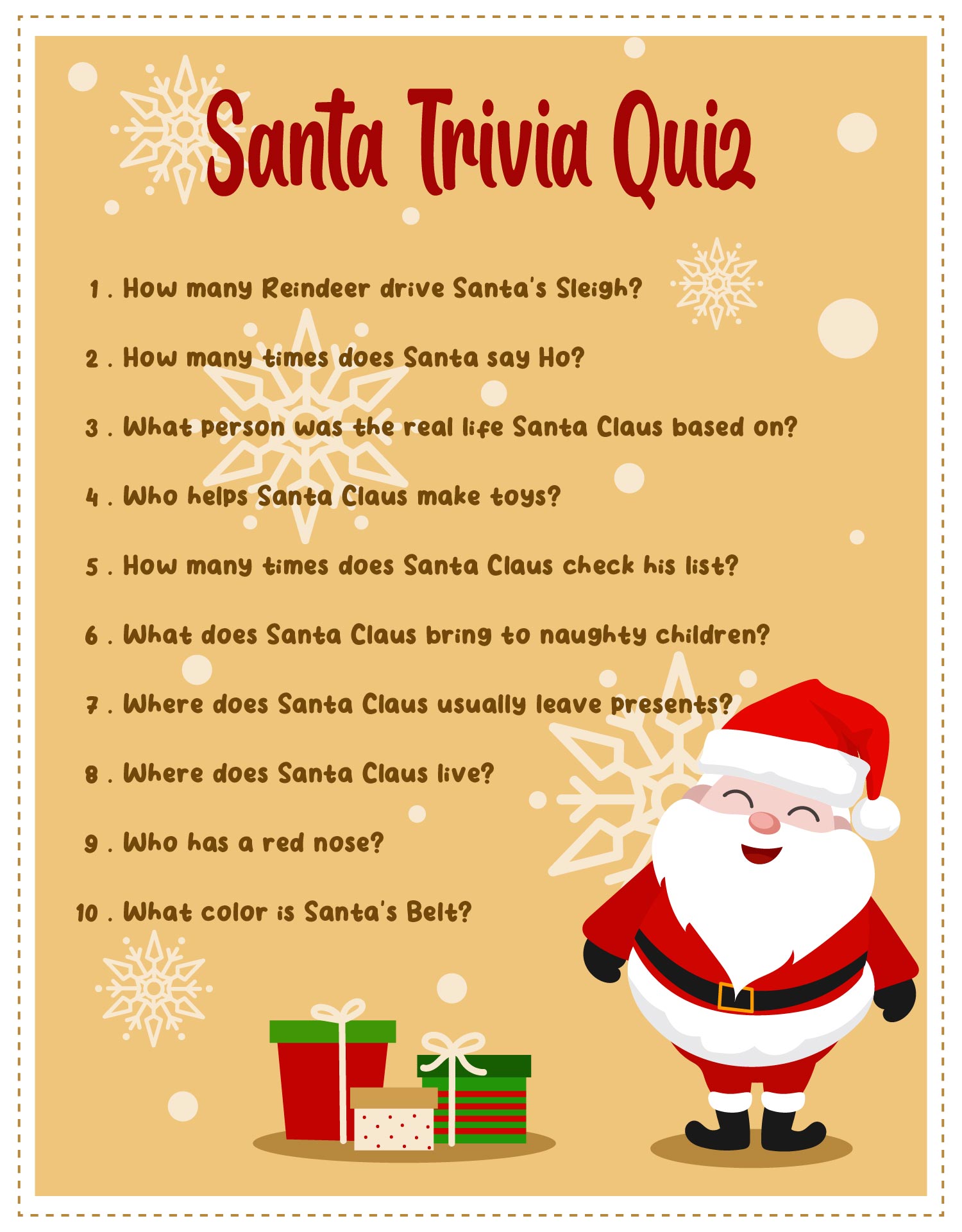 Printable Santa Trivia Quiz