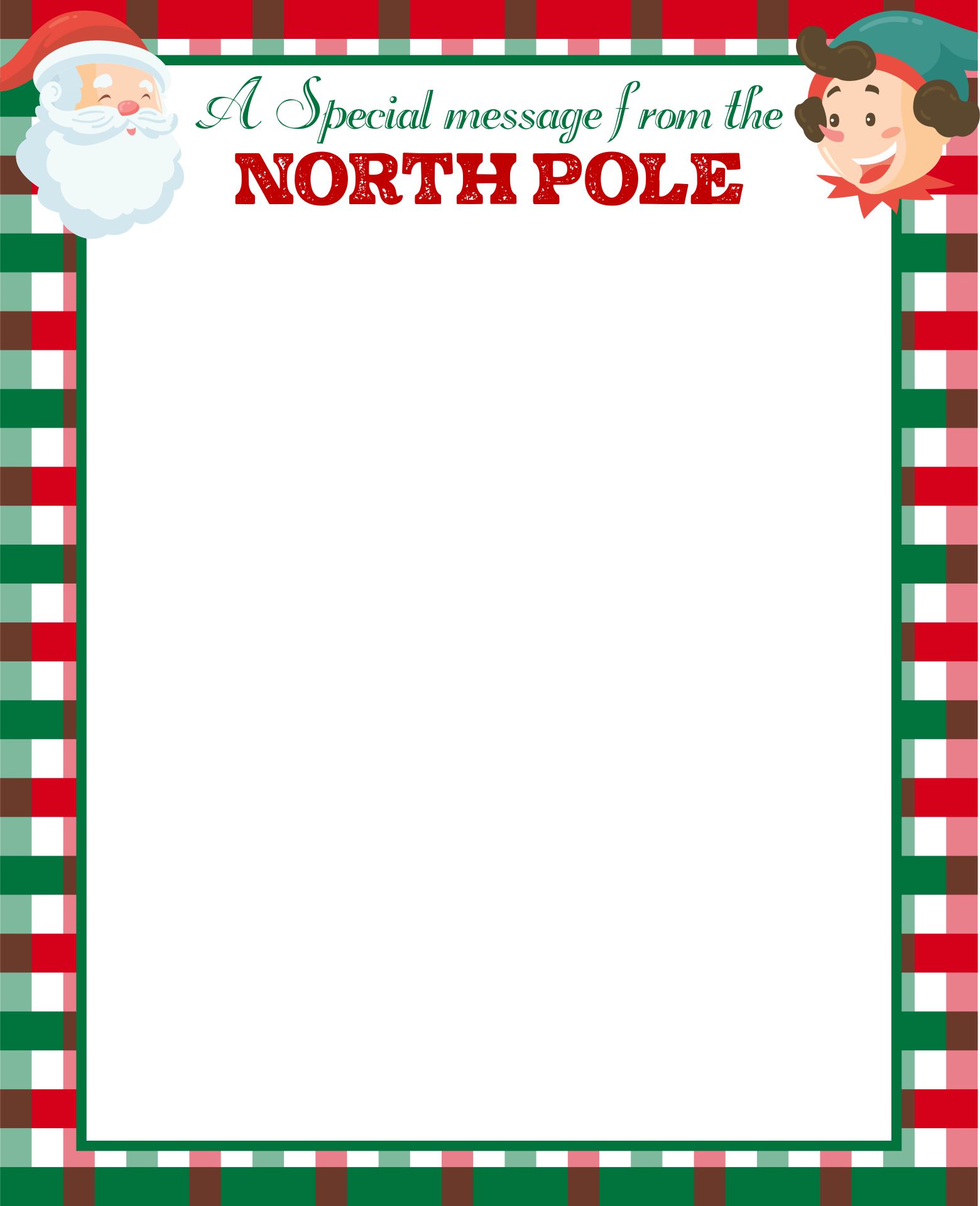 Printable The Elf On The Shelf Santa Claus North Pole Christmas Paper