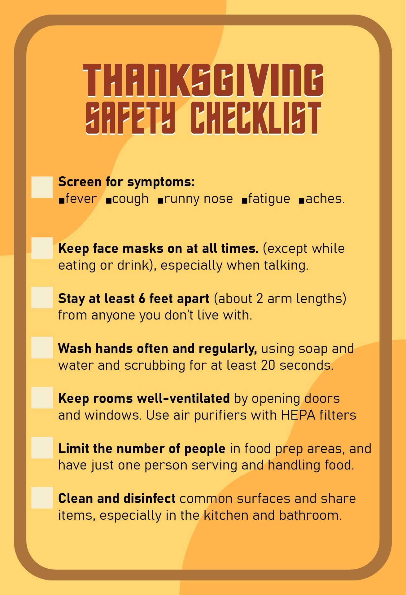 Thanksgiving Safety Checklist Printable