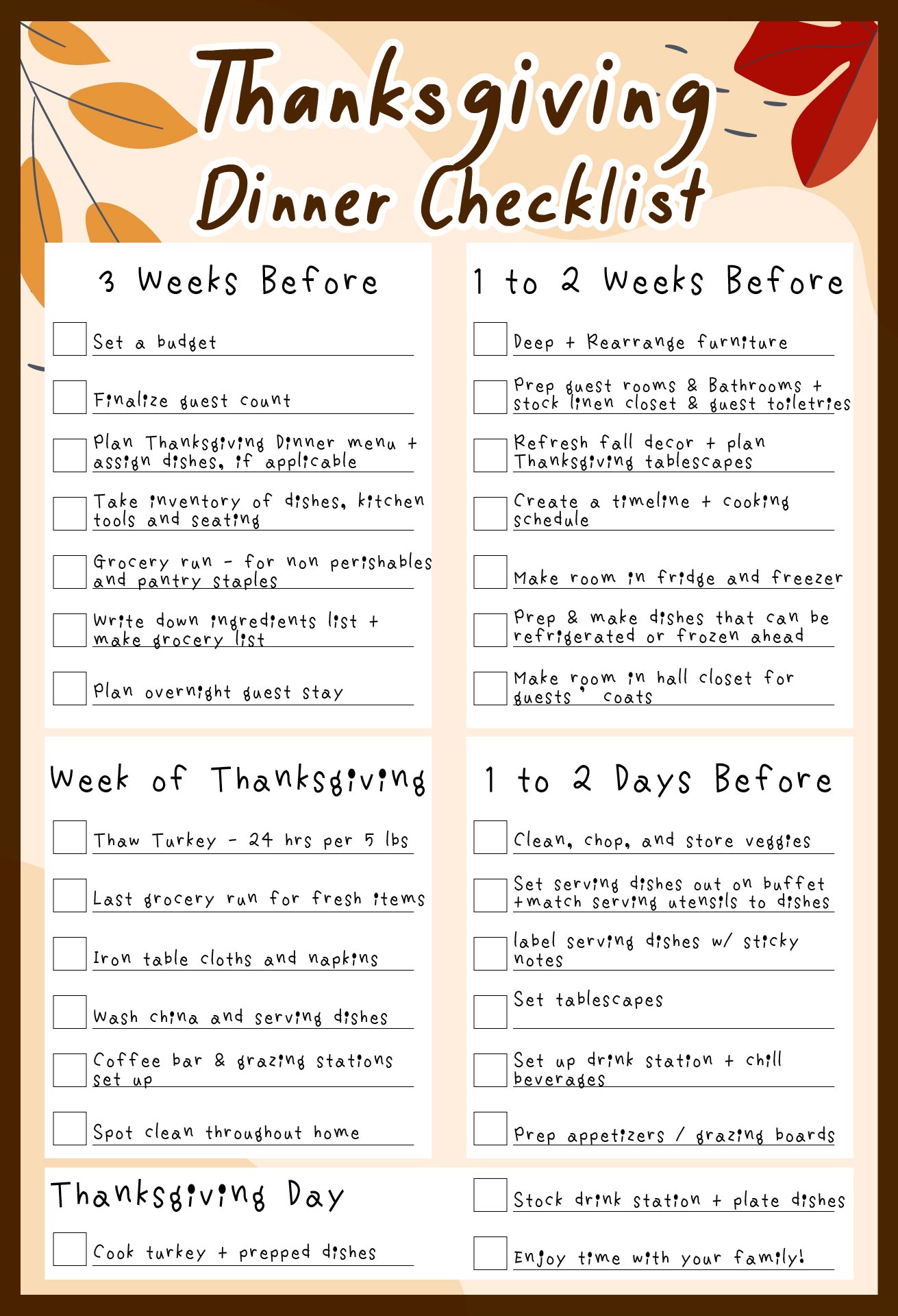 Your Last Minute Thanksgiving Checklist Printable
