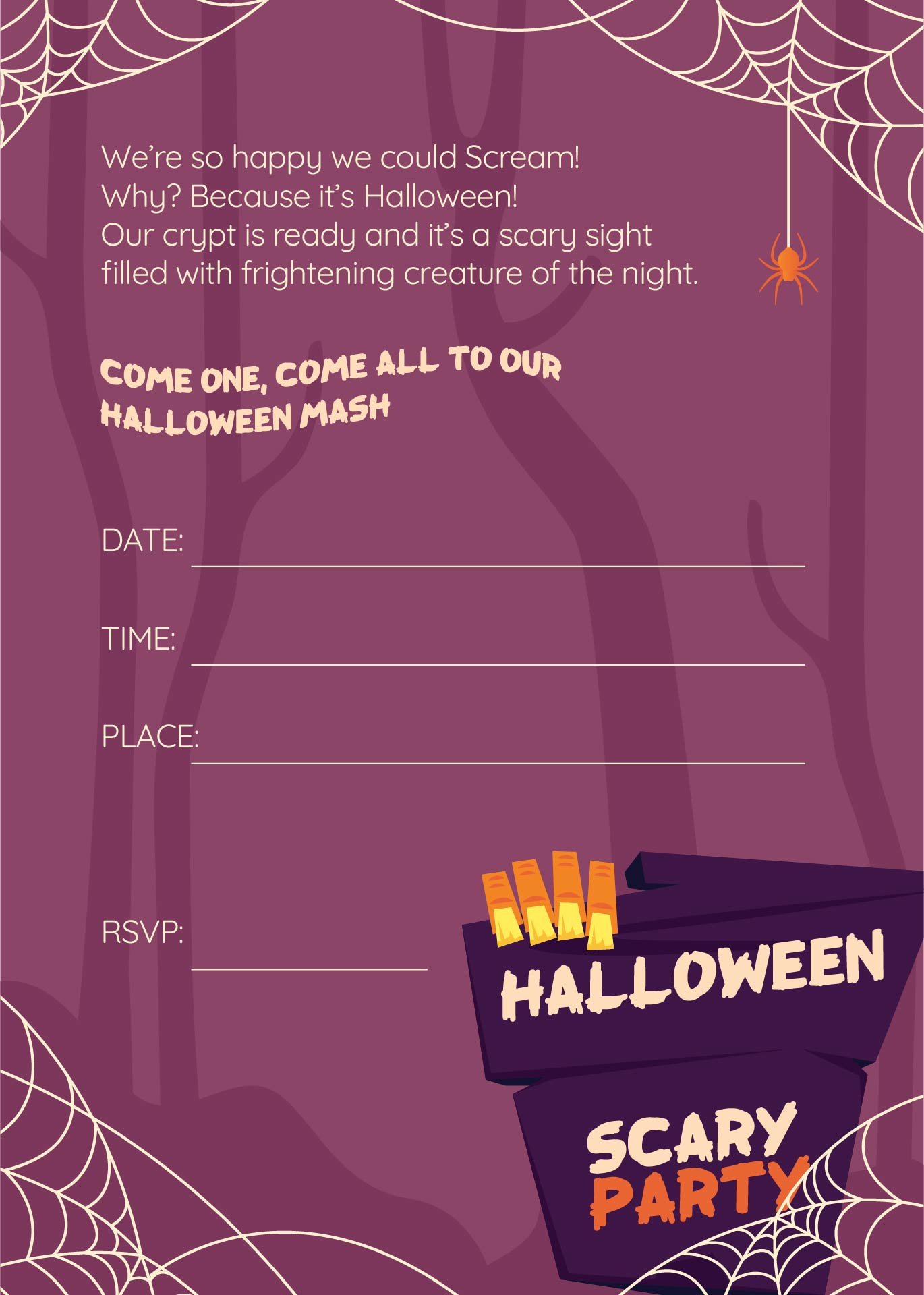 Happy Halloween Party Invitation Template Printable