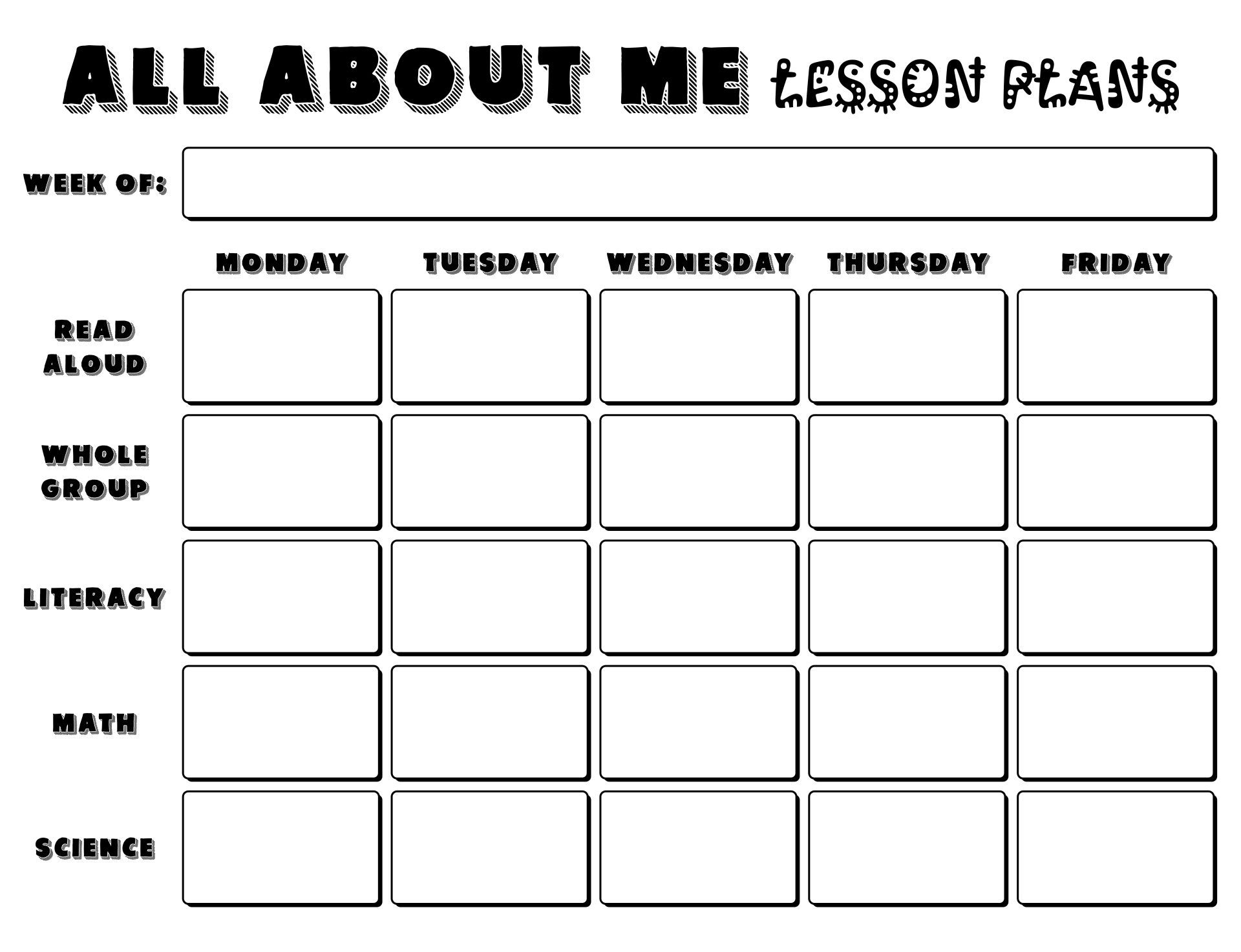 All About Me Lesson Plans Printable