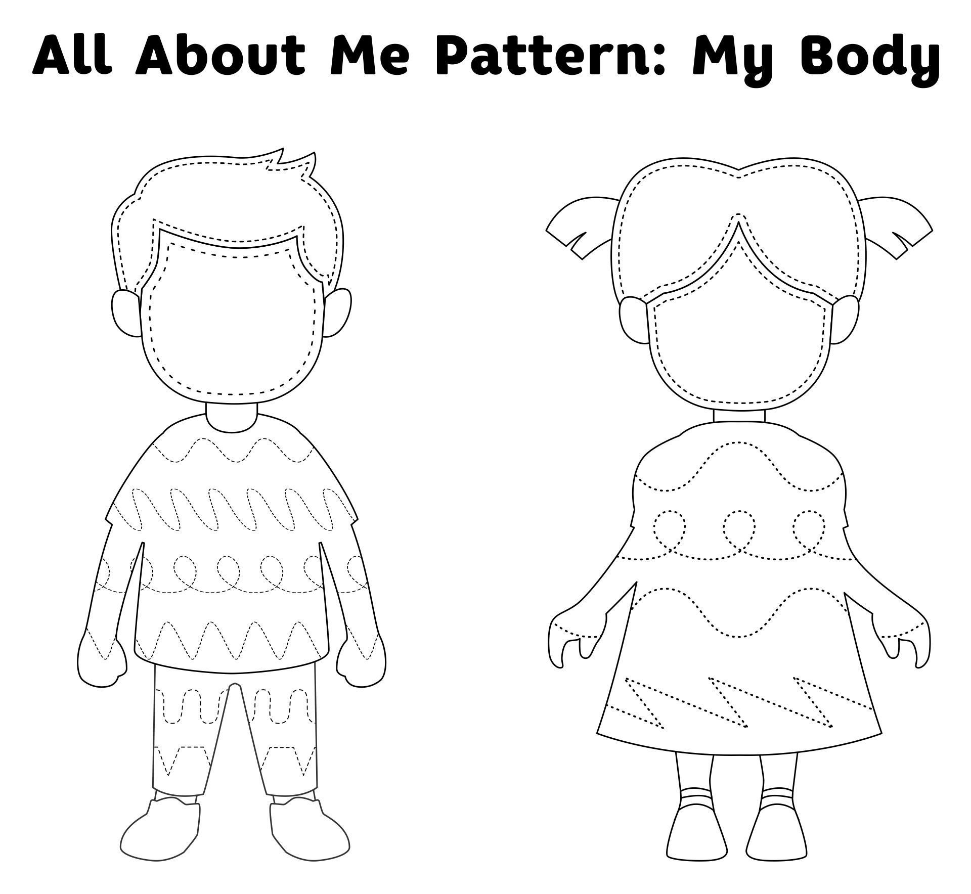 All About Me Pattern Tracing Printable Activity My Body
