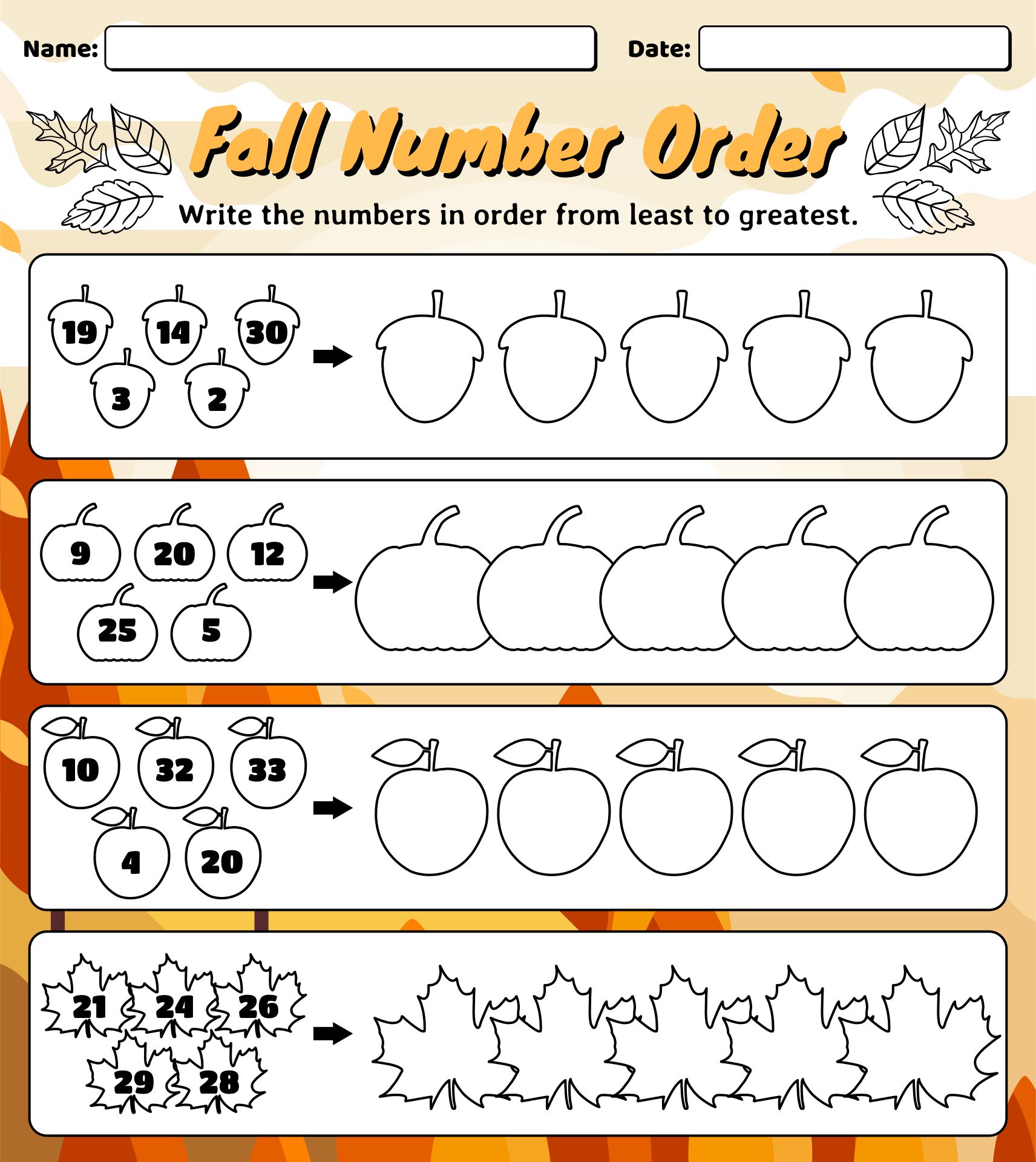 Fall Math And Literacy Printables First Grade
