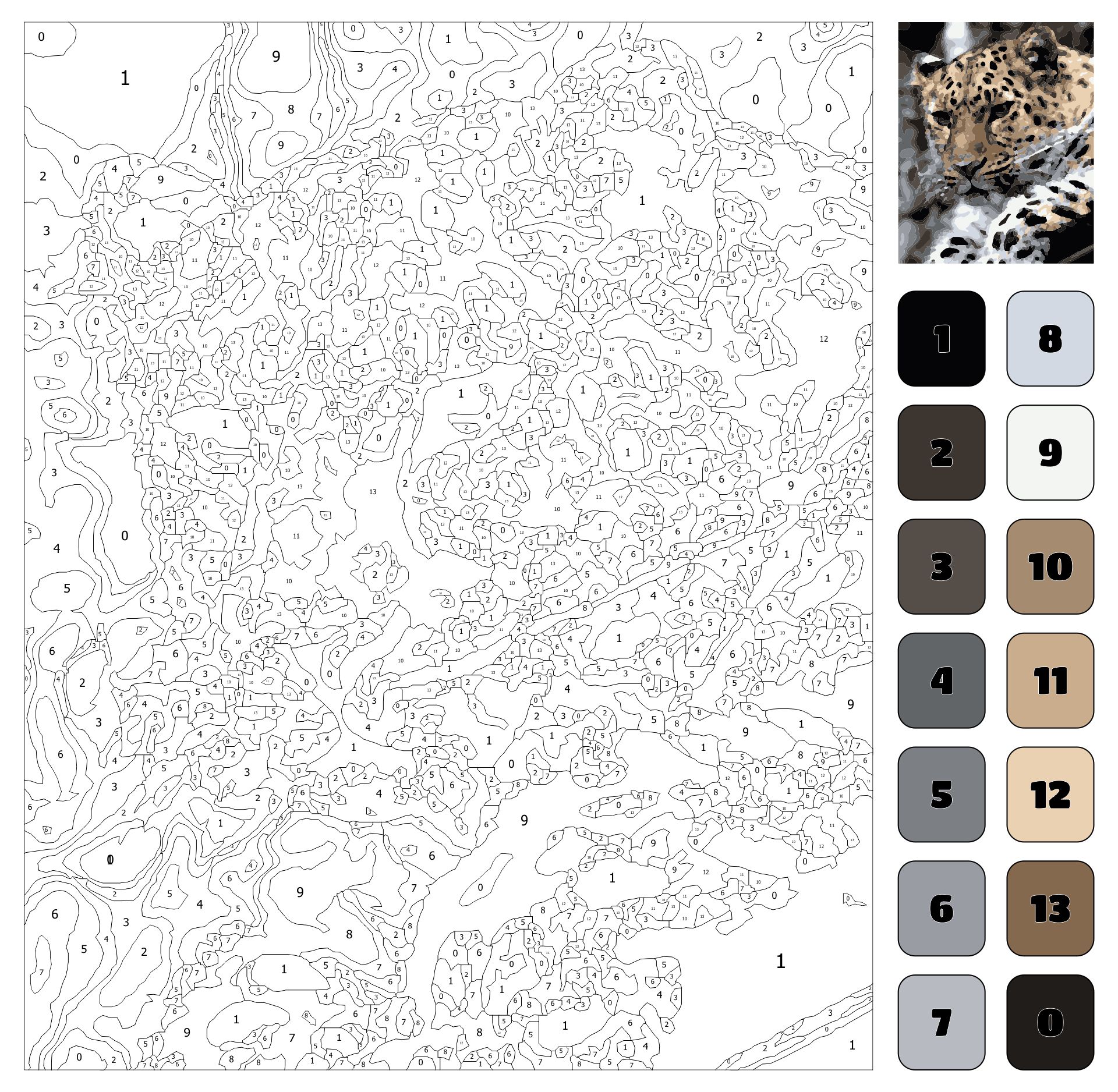 Paint By Numbers Printable With Color Key For Adults