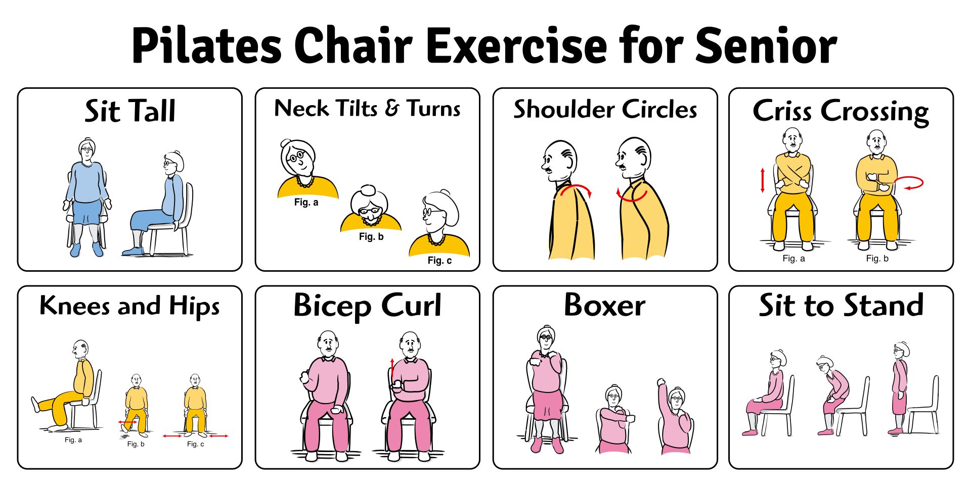 Pilates Chair Exercise For Seniors Chart Printable