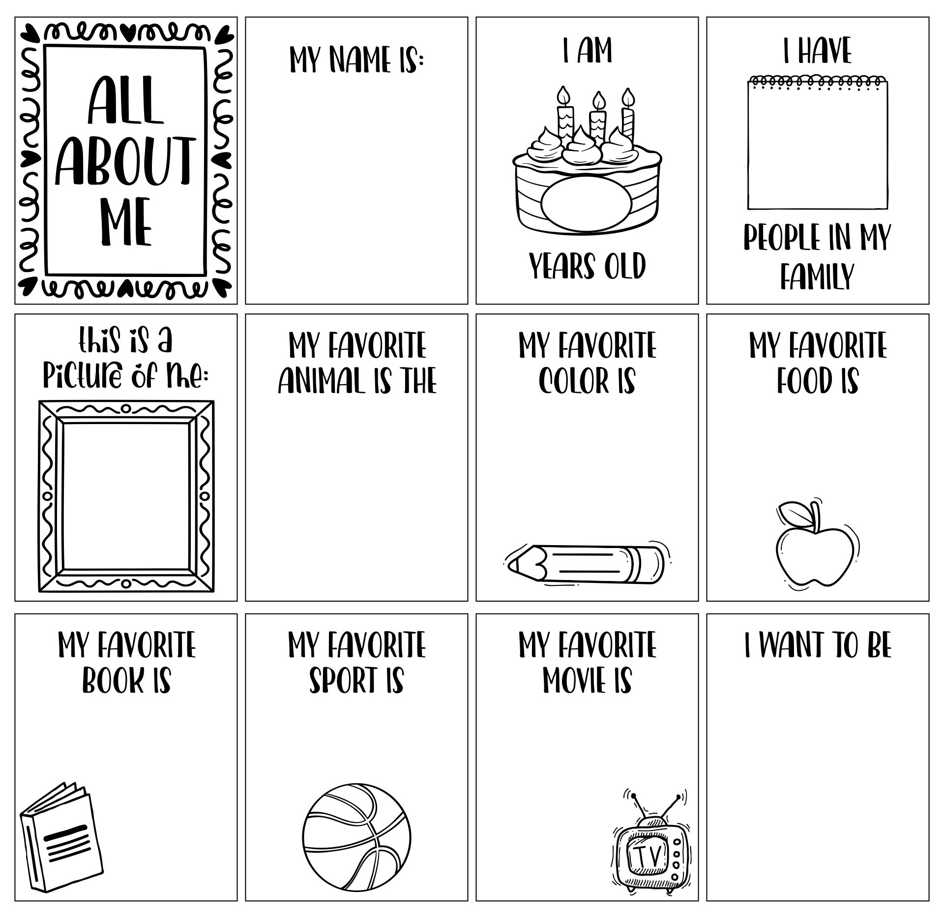 Printable All About Me Booklet For Kindergarten