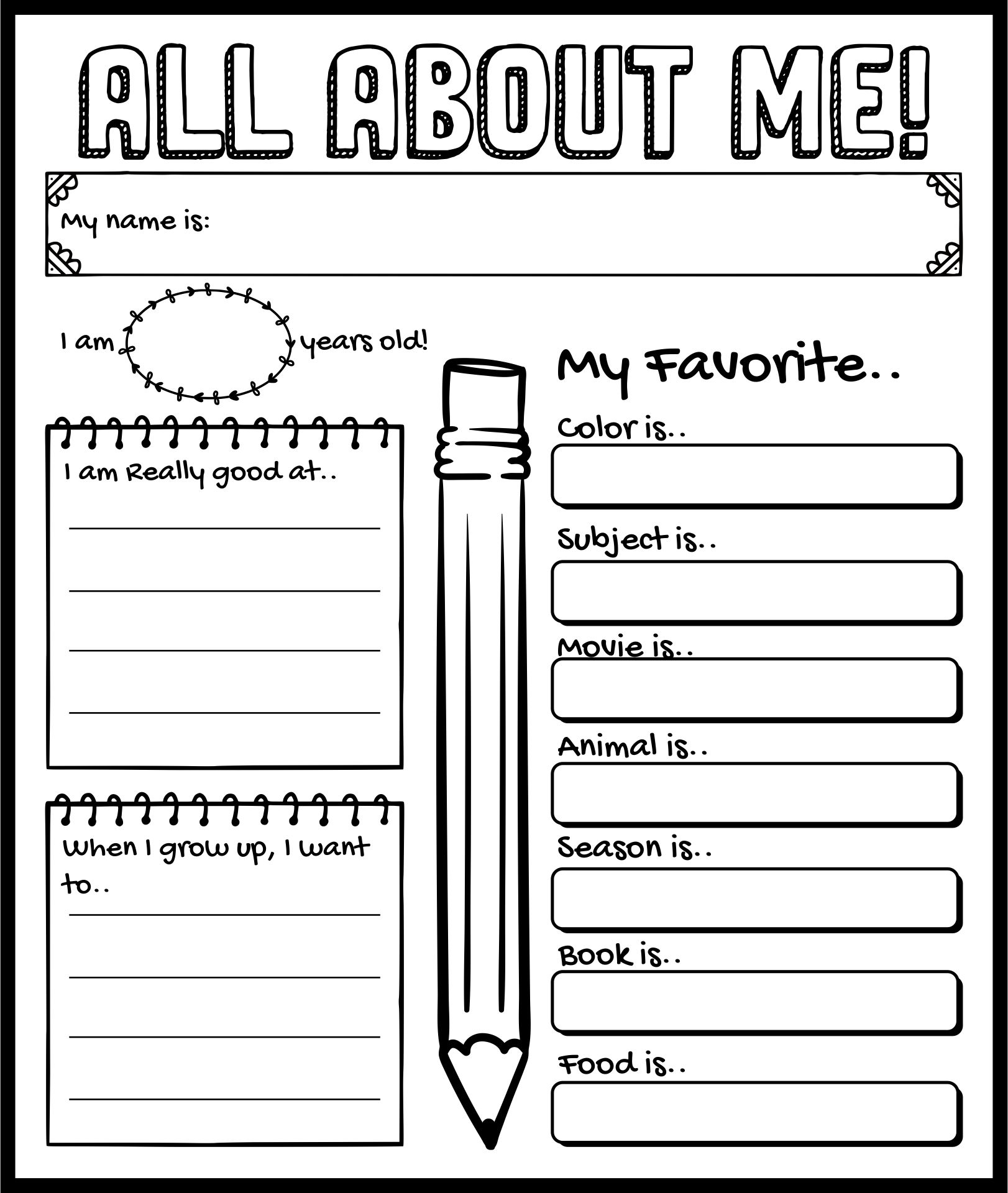Printable All About Me Pack For Preschool And Kindergarten