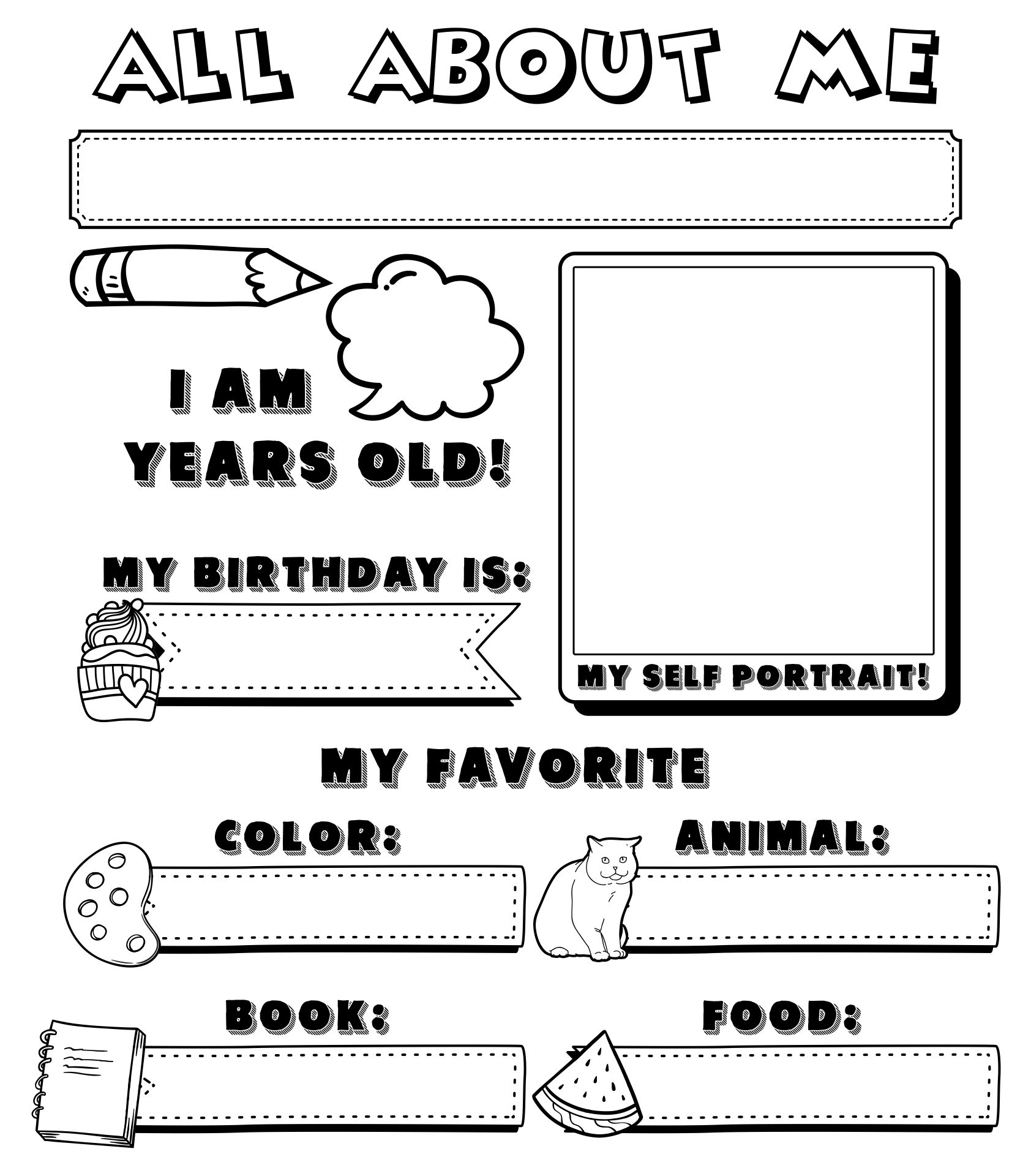 Printable All About Me Poster For A Preschool Theme