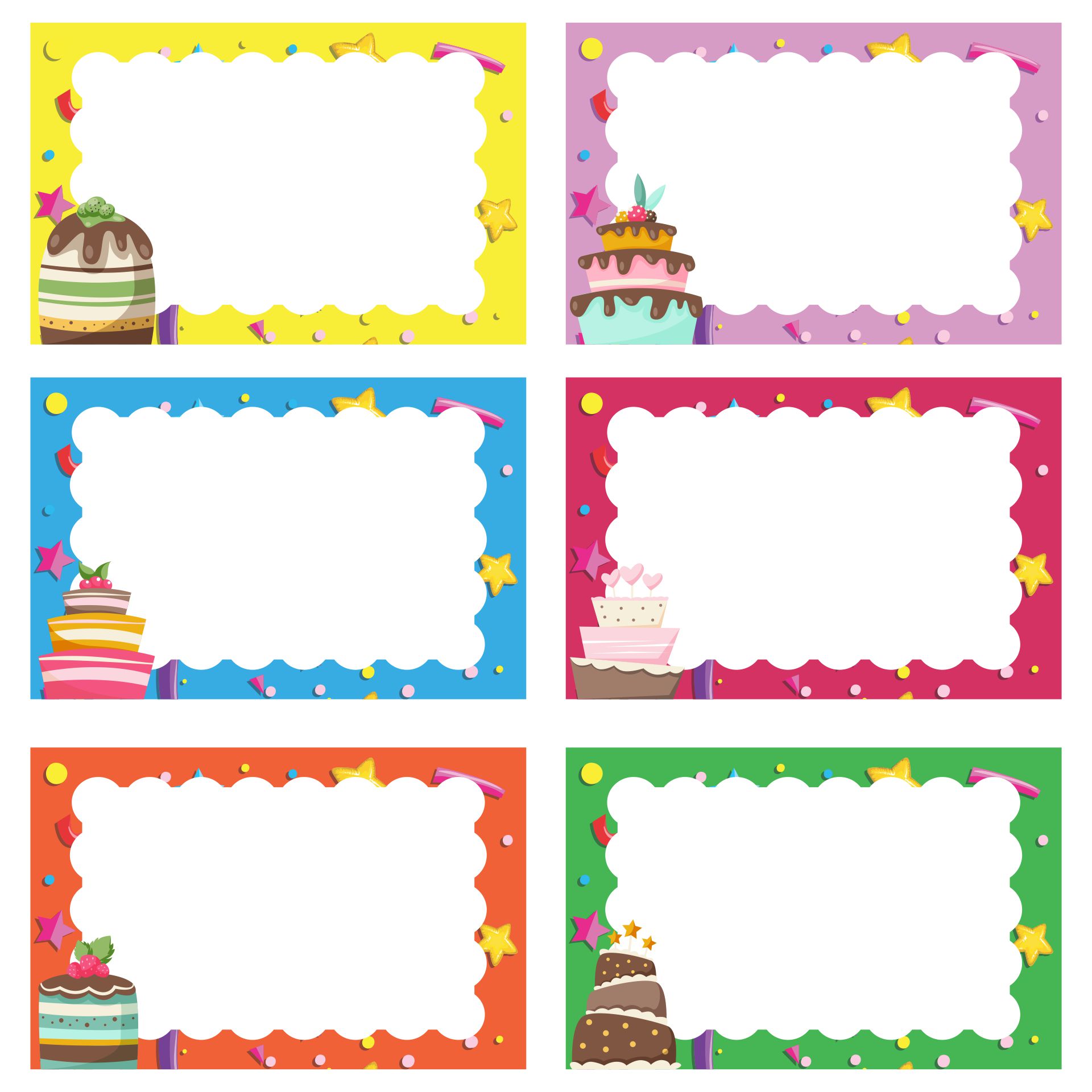 Printable Birthday Cake Name Tag Borders