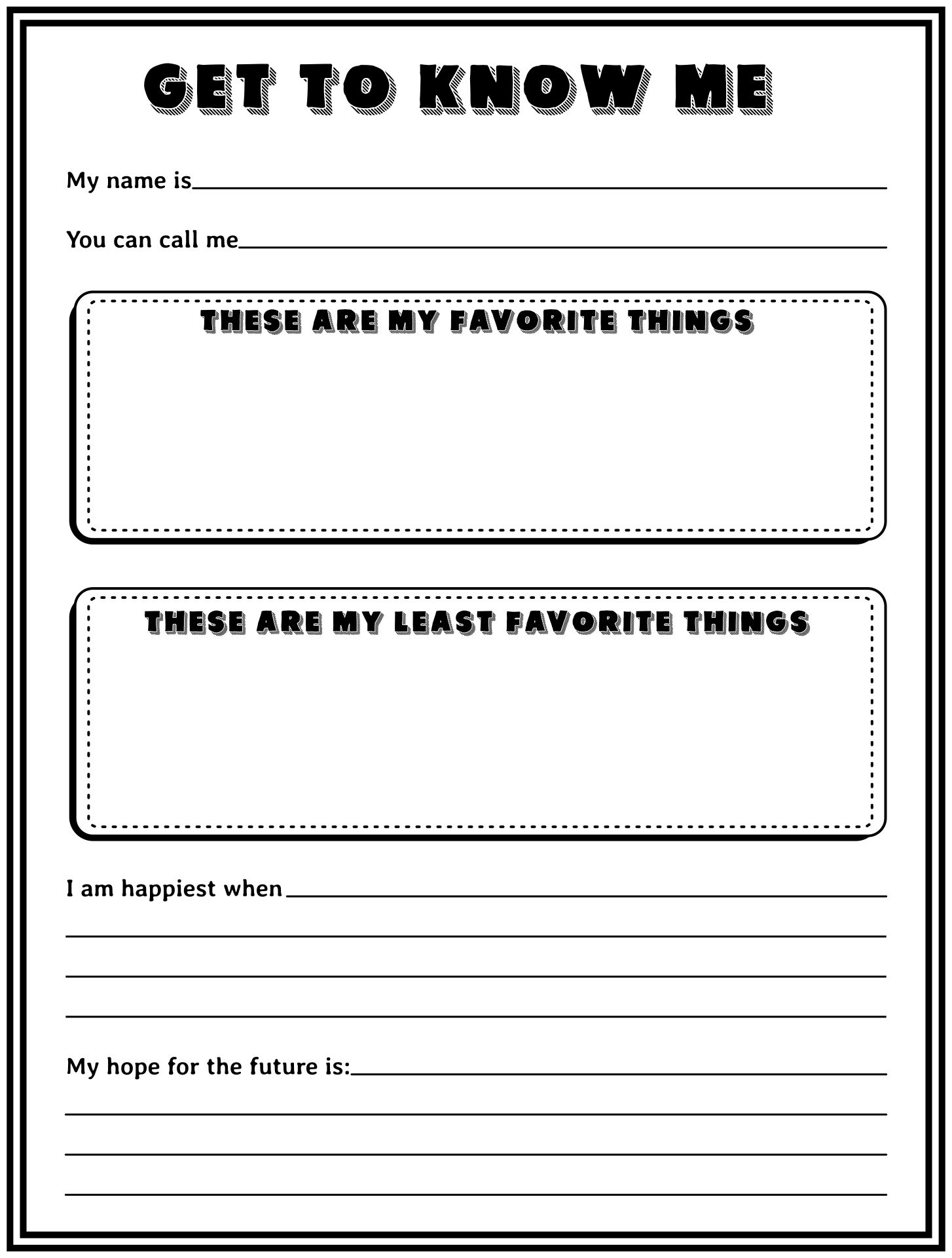 Printable Get To Know Me Template For Kindergarten