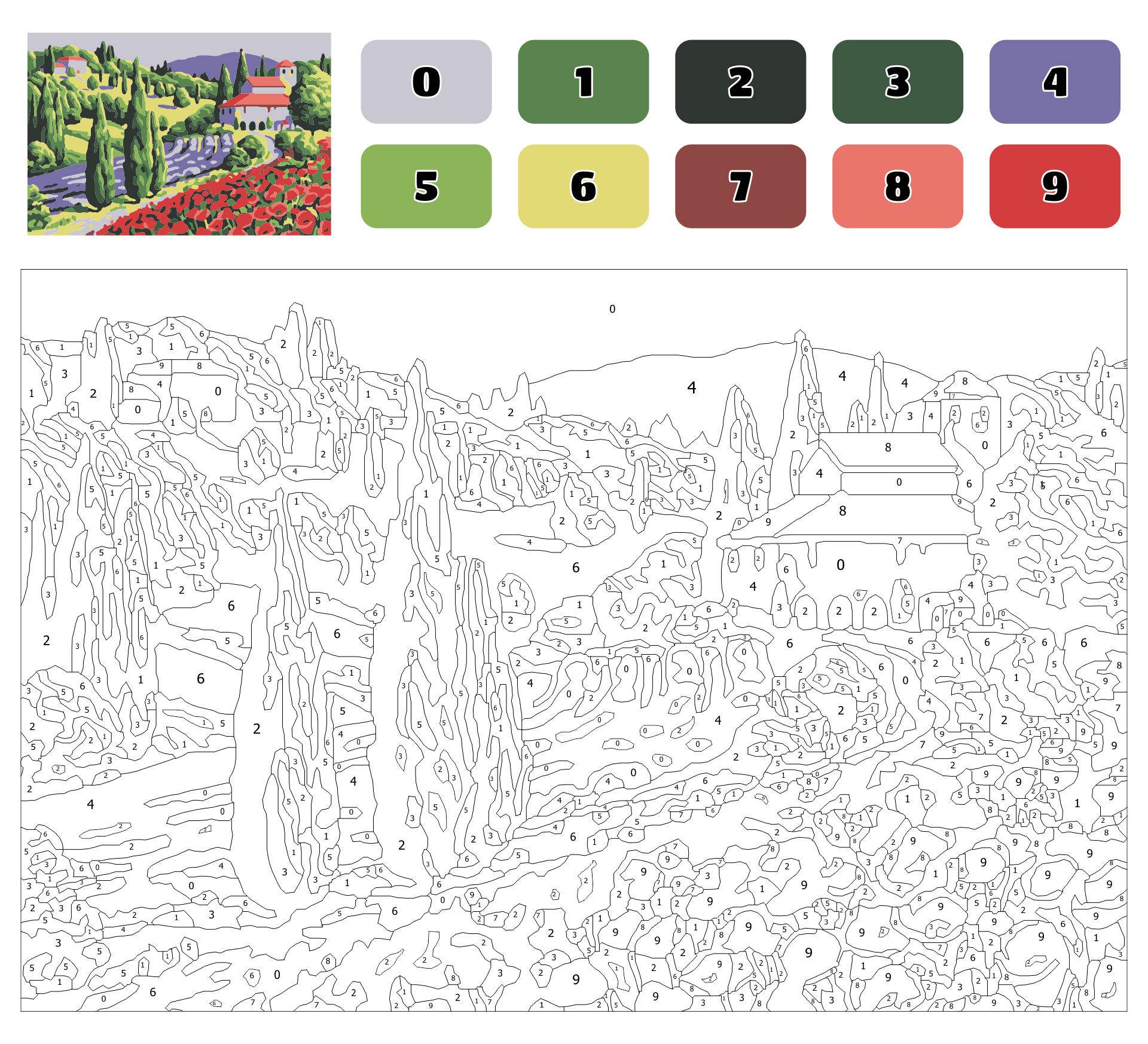 Printable Landscape Paint By Numbers