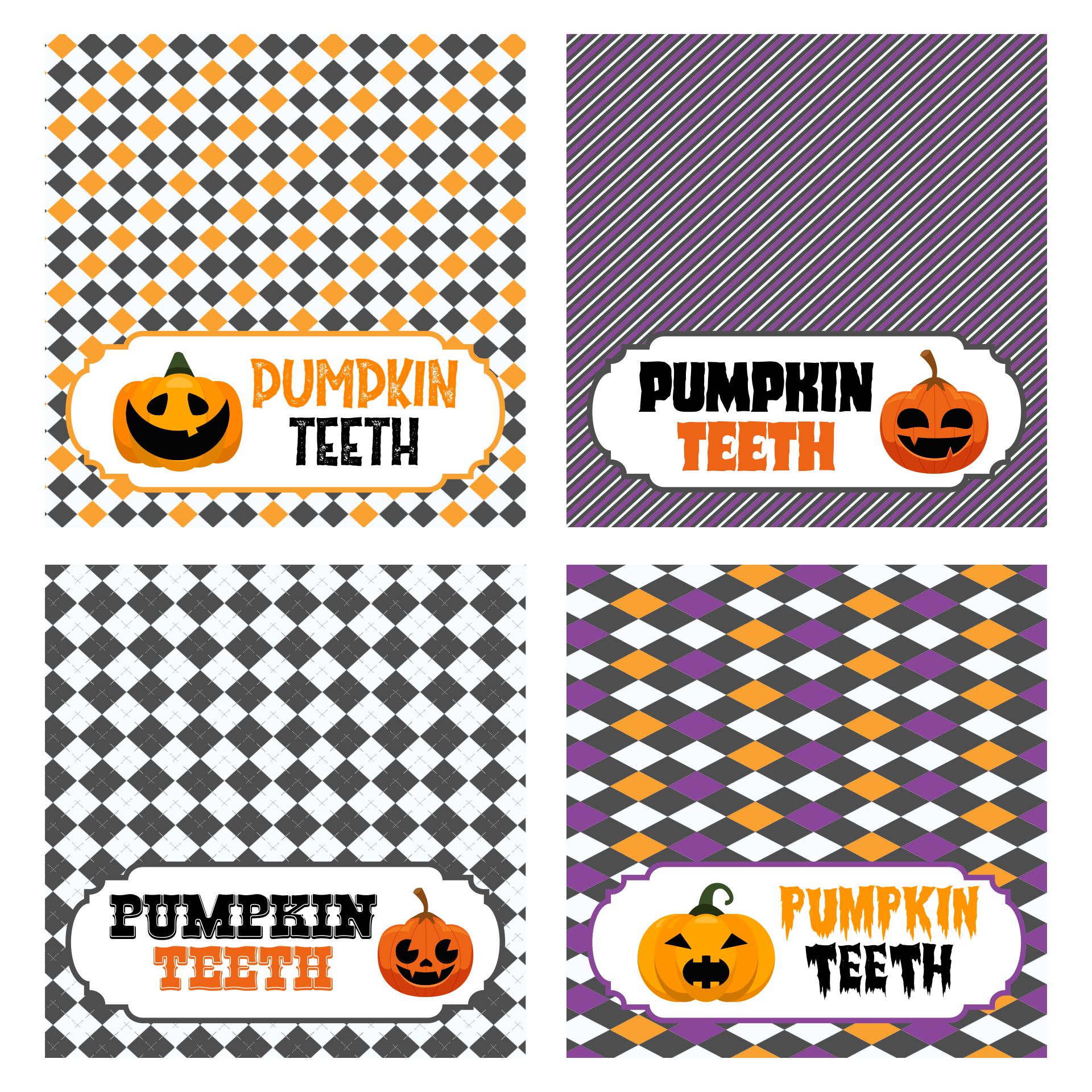 Printable Pumpkin Teeth Halloween Bag Toppers